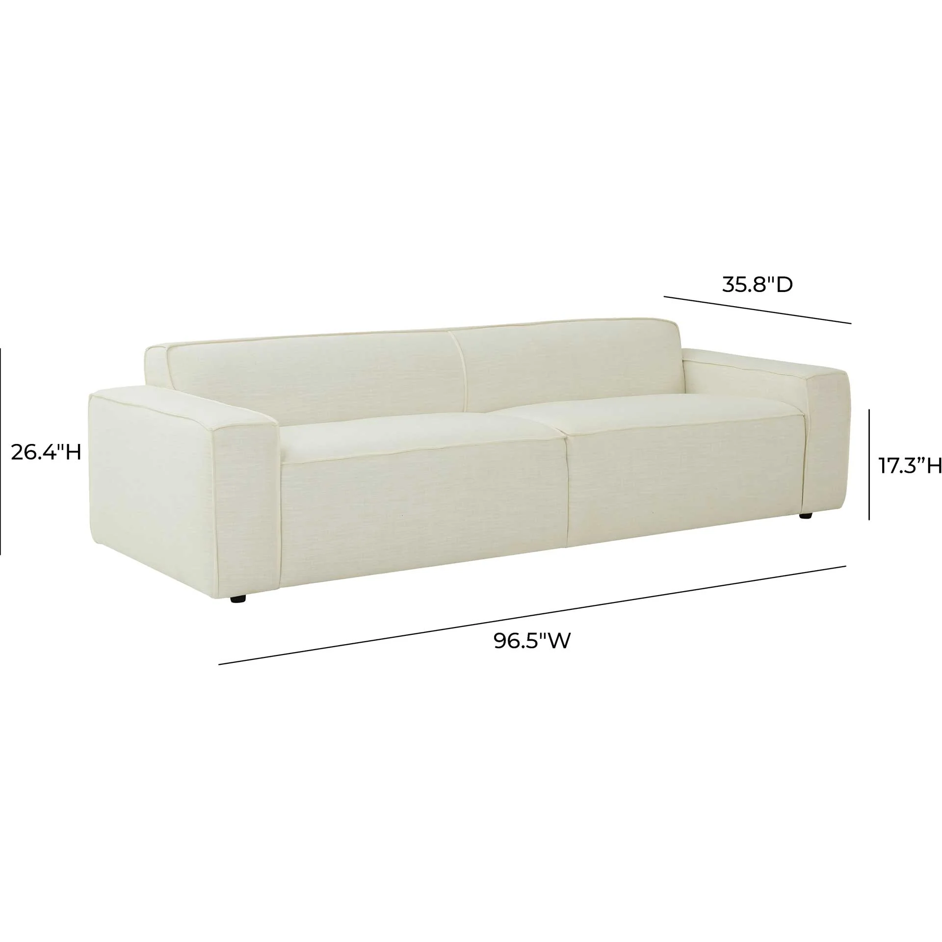 Olea Linen Sofa Cream - Image 6