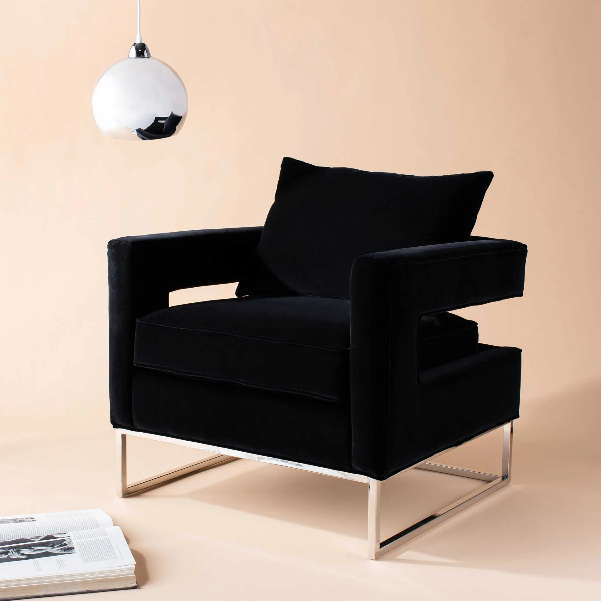 Olea Velvet Club Chair Black - Image 9