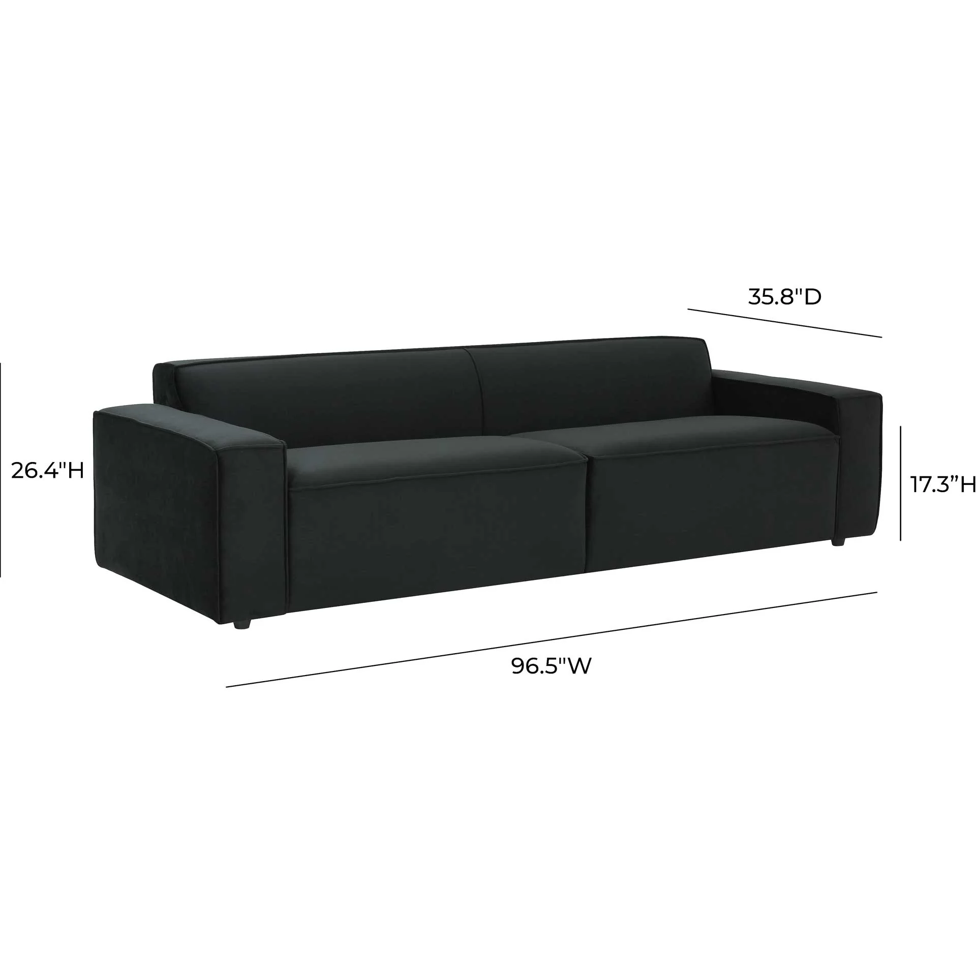 Olea Velvet Sofa Black - Image 6