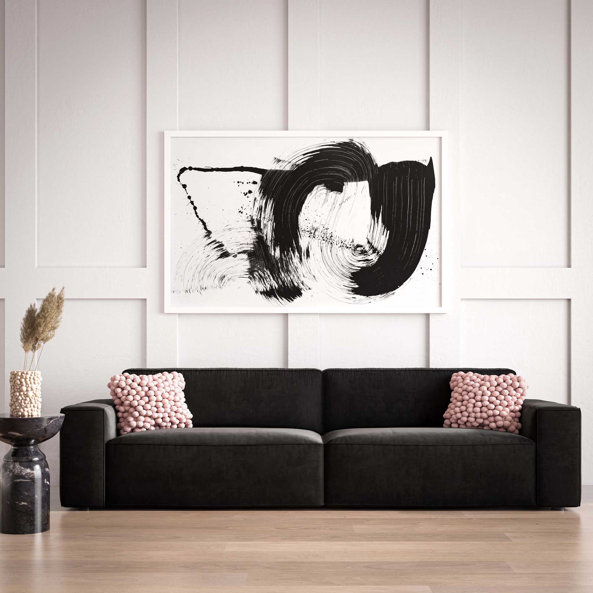 Olea Velvet Sofa Black - Image 7