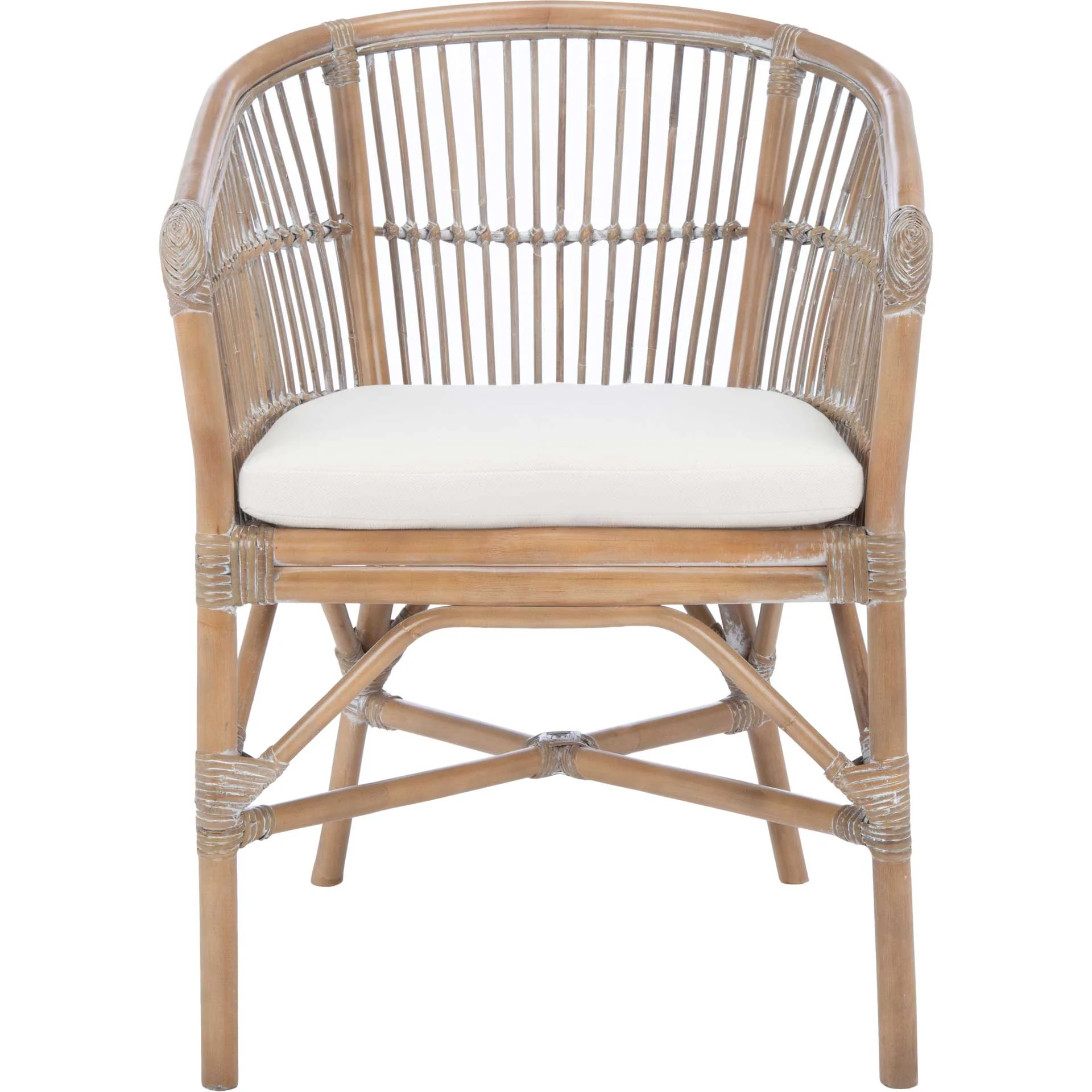 Olivya Rattan Accent Chair With Cushion Gray White Wash - Image 2