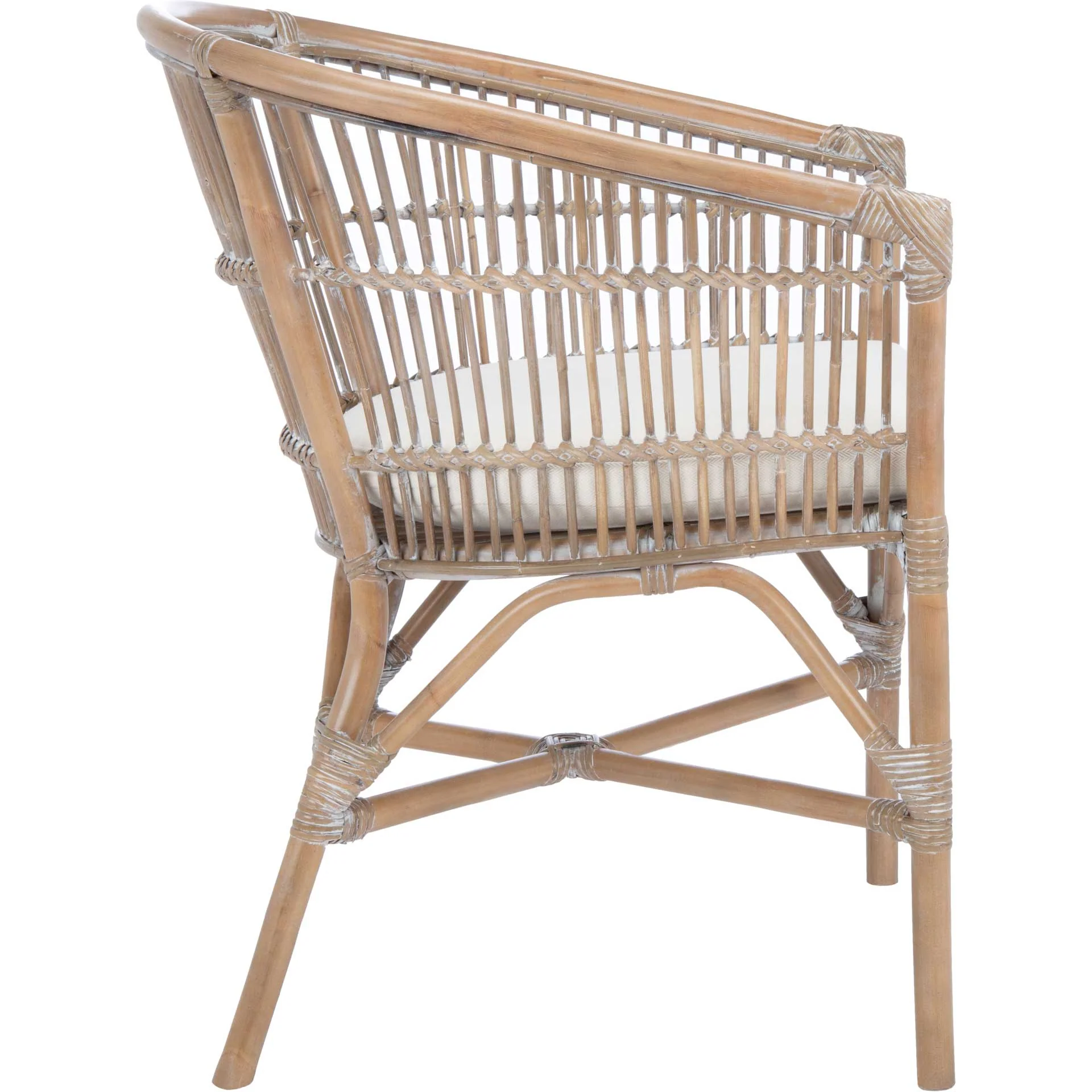 Olivya Rattan Accent Chair With Cushion Gray White Wash - Image 3