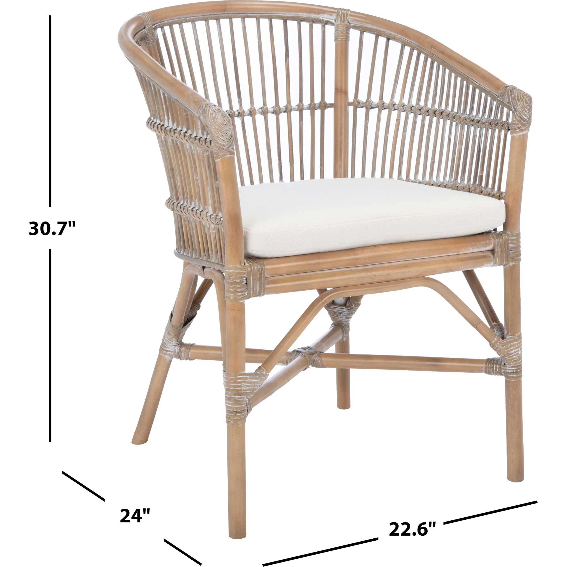 Olivya Rattan Accent Chair With Cushion Gray White Wash - Image 8