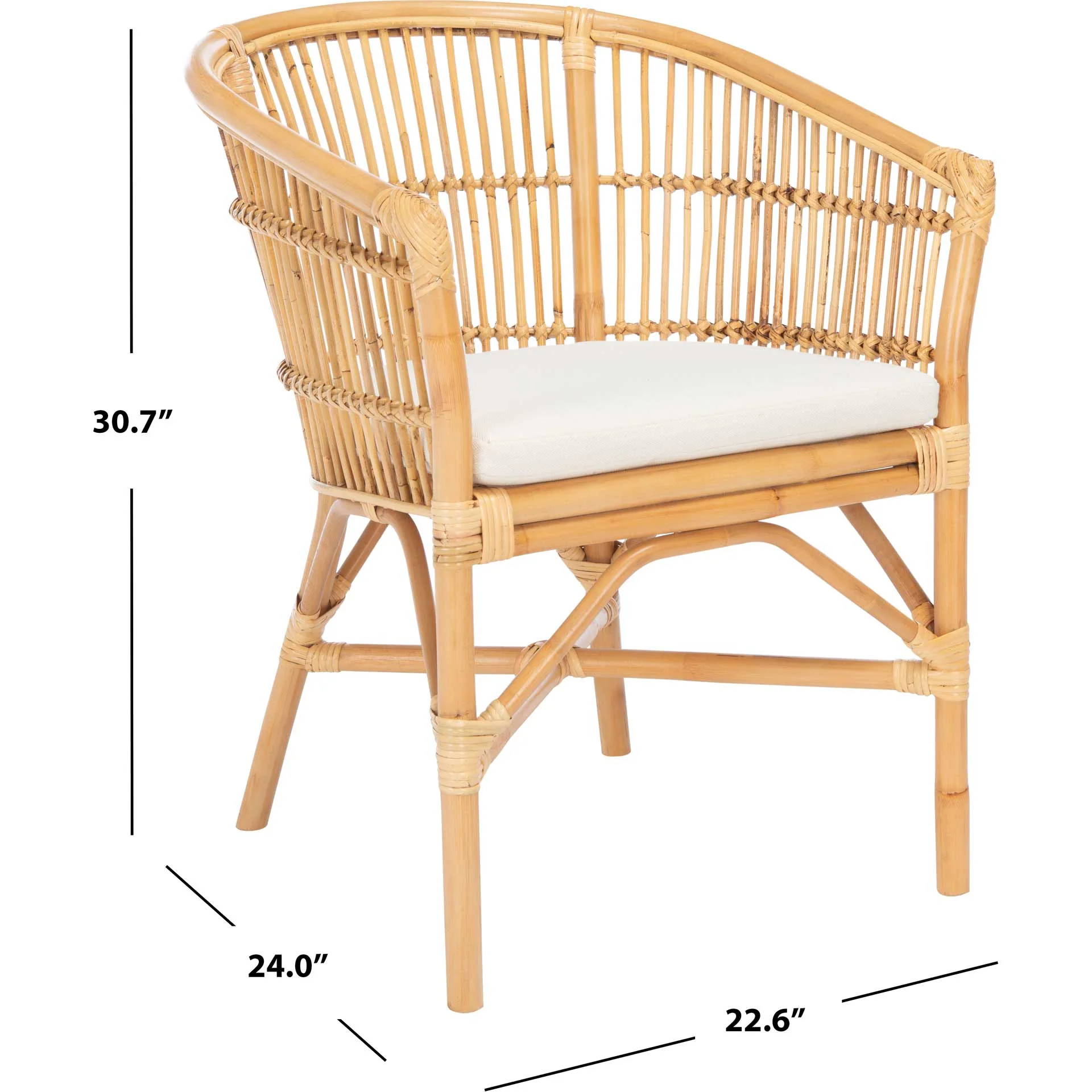 Olivya Rattan Accent Chair With Cushion Natural/White - Image 7