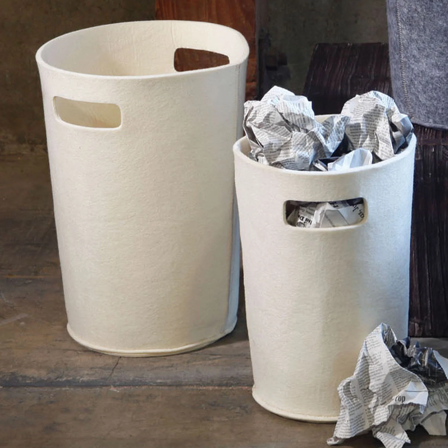 Olt Felt Round Wastebasket Cream - Image 2