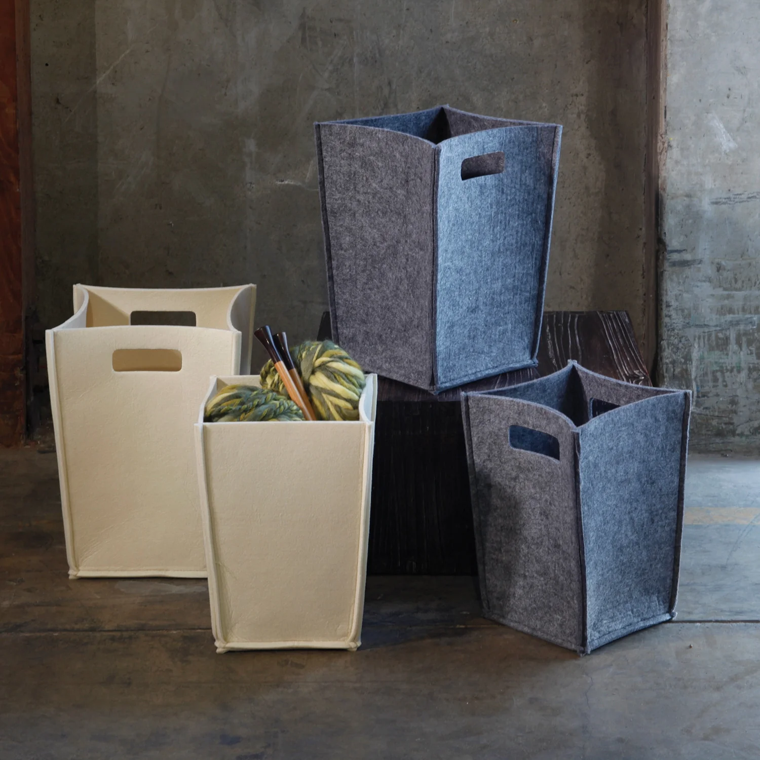 Olt Felt Square Wastebasket Gray - Image 2