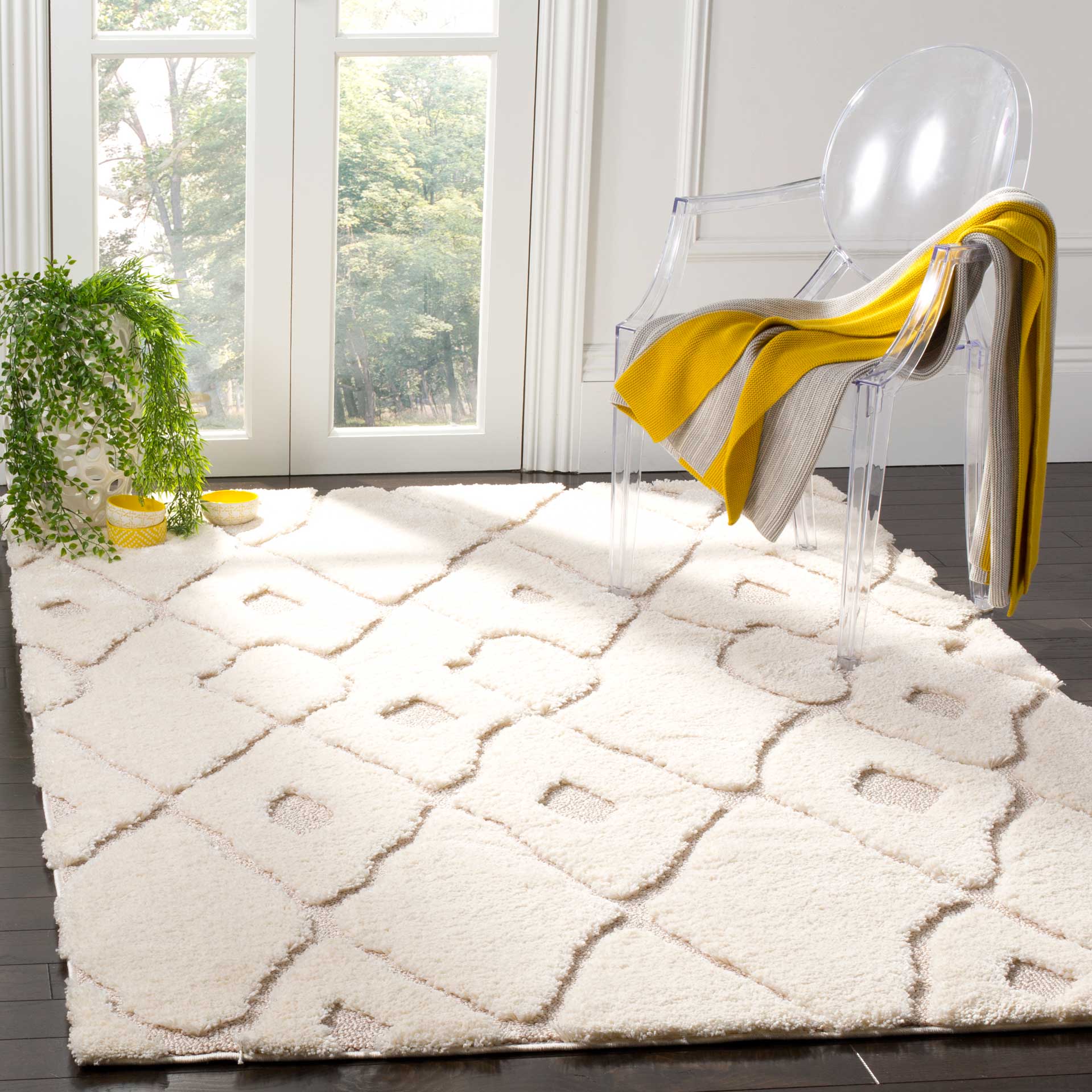 Olympia Shag Cream/Beige Area Rug - Image 7