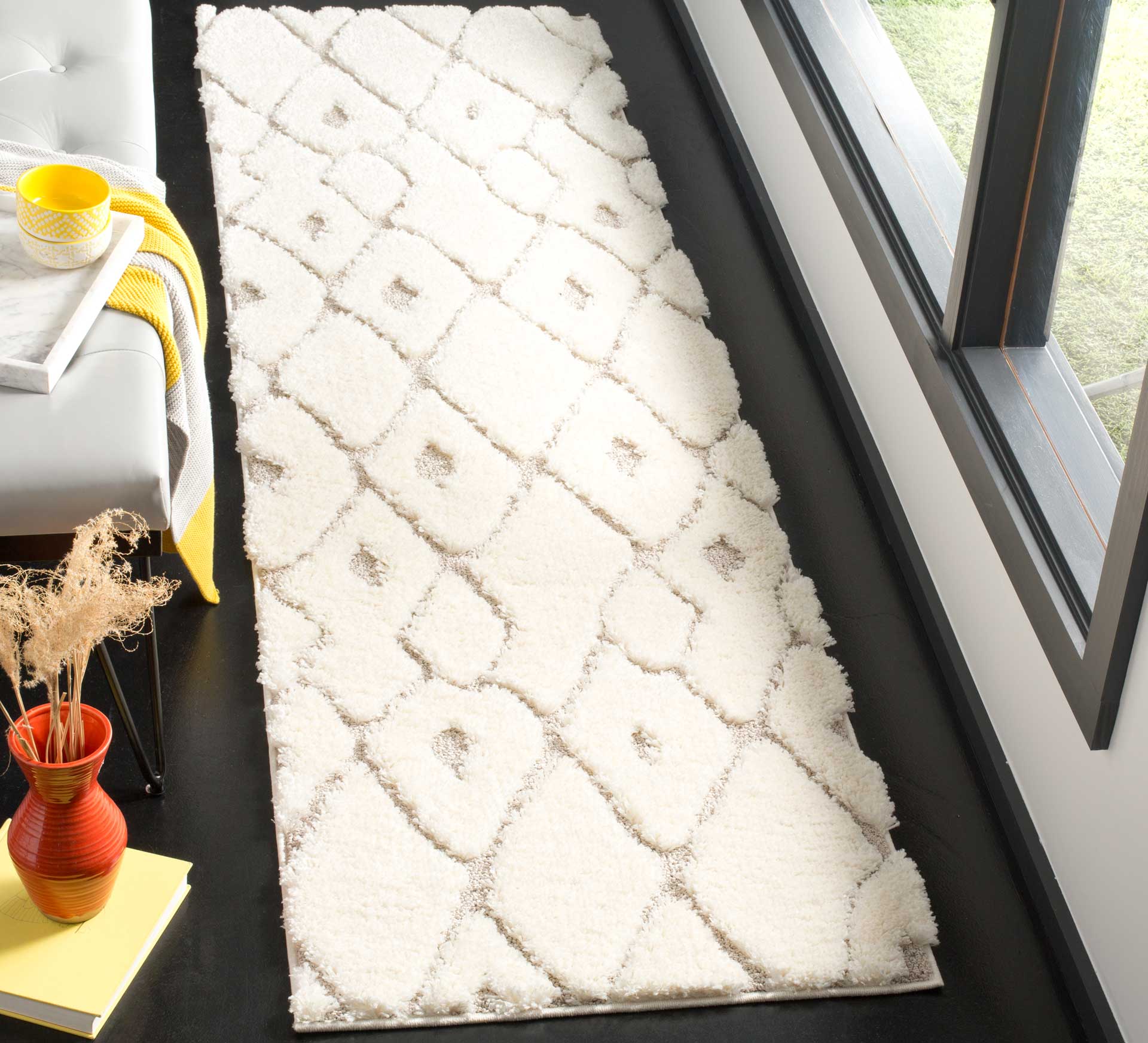 Olympia Shag Cream/Beige Runner Rug - Image 2