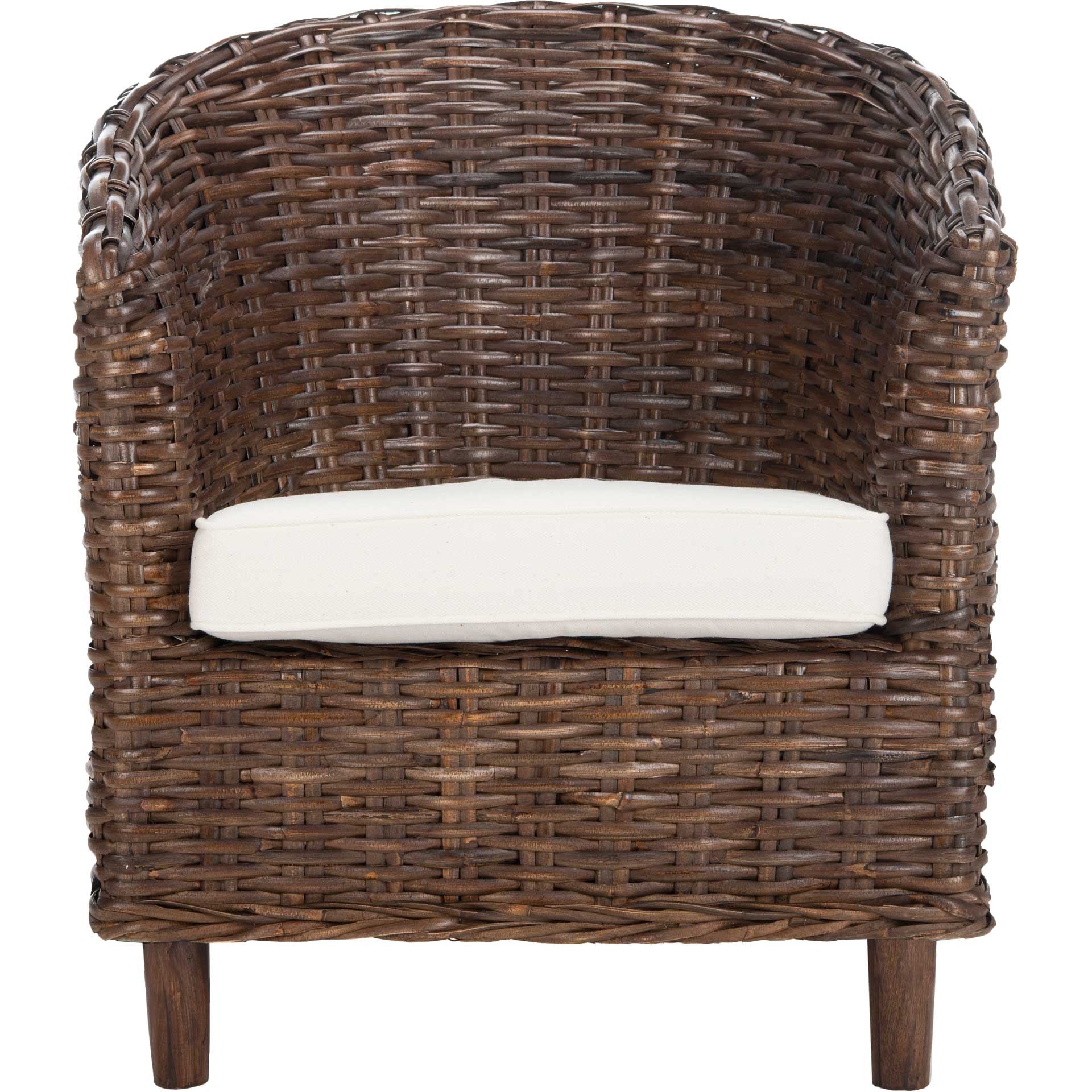 Omar Rattan Barrel Chair Brown/White - Image 2