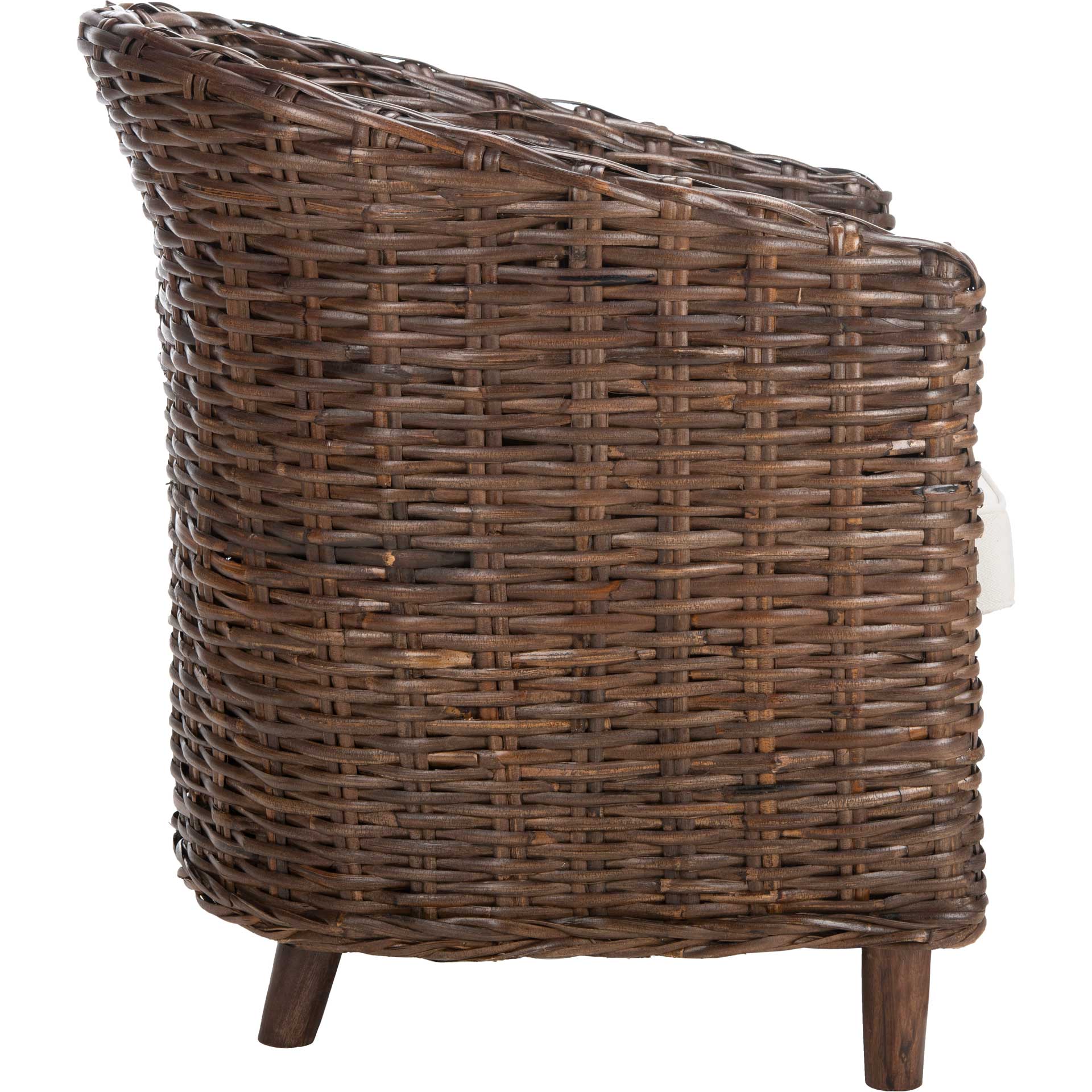 Omar Rattan Barrel Chair Brown/White - Image 3