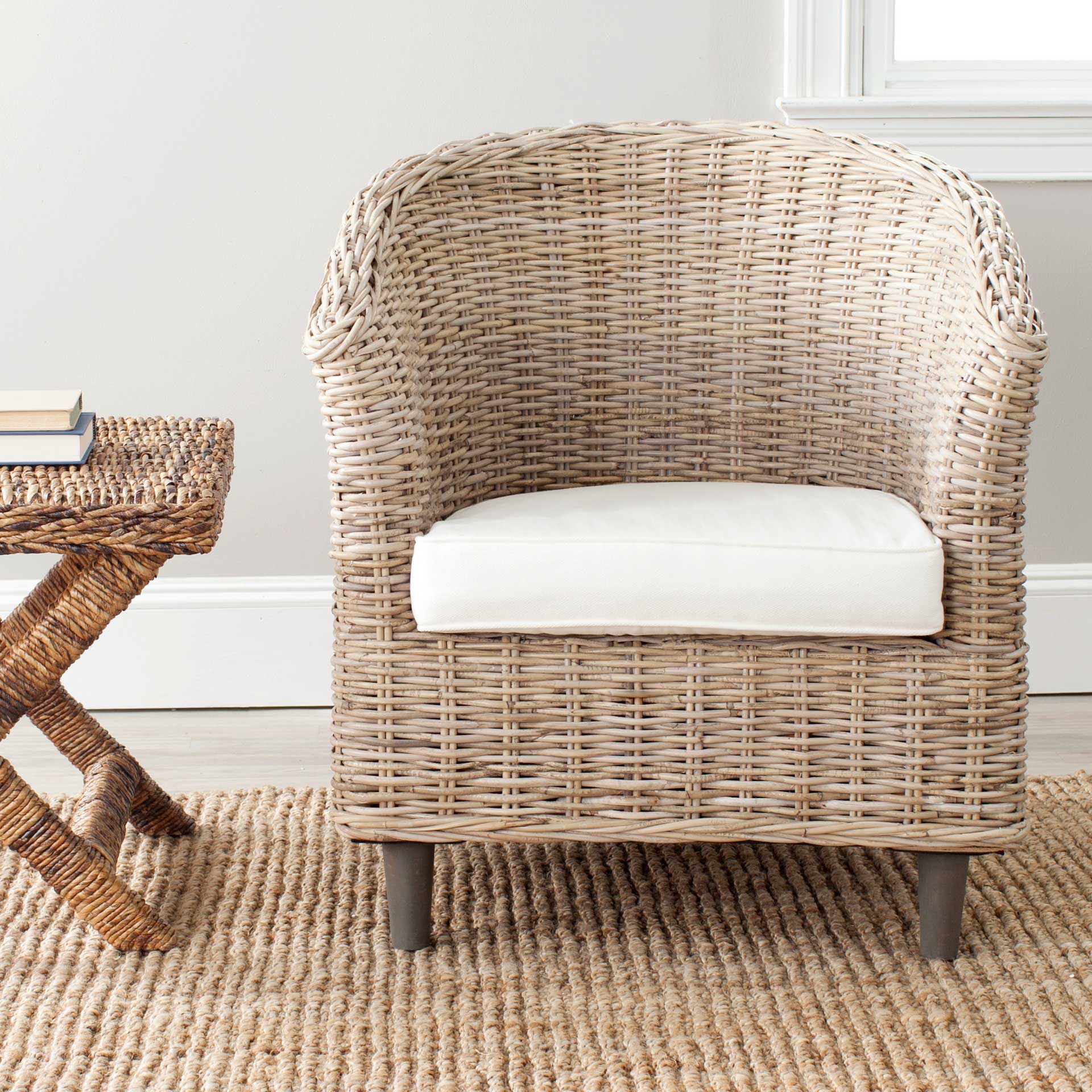 Omar Rattan Barrel Chair Natural/White - Image 10