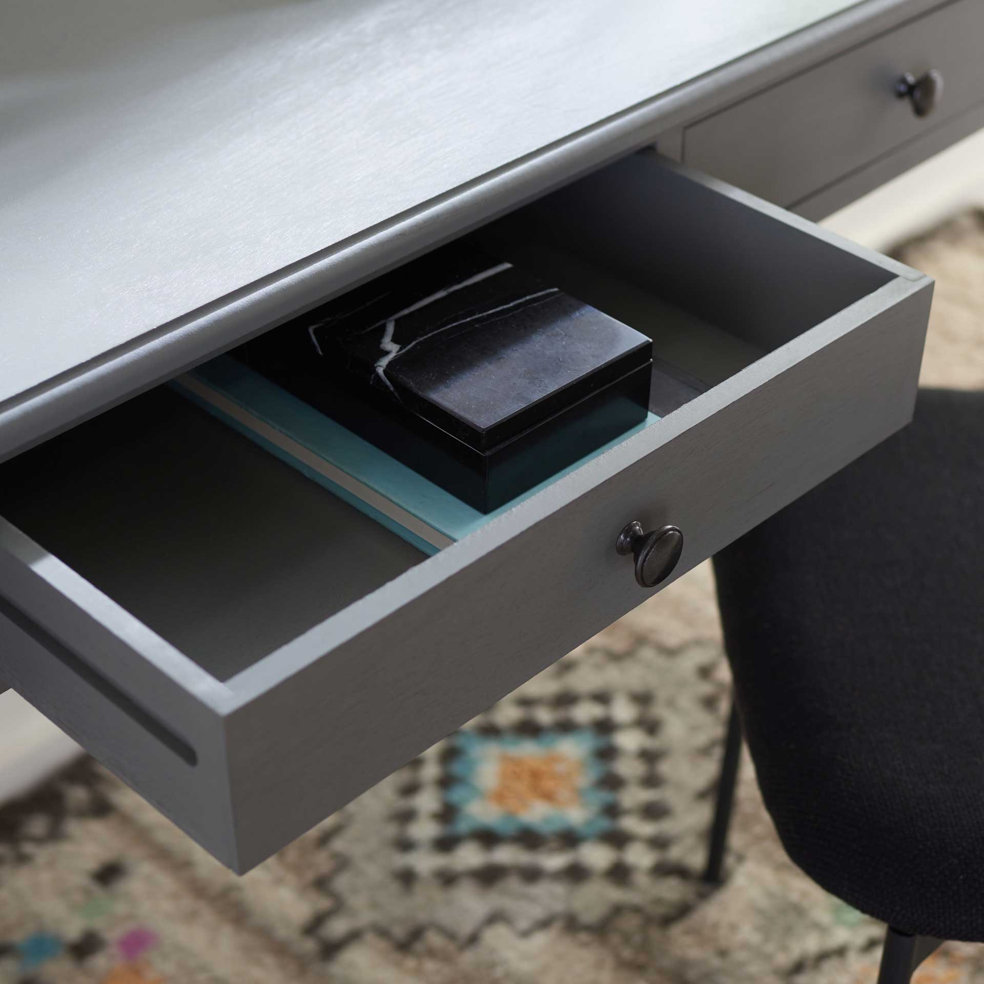 Omni Mara 2 Drawer Desk Distressed Gray - Image 8