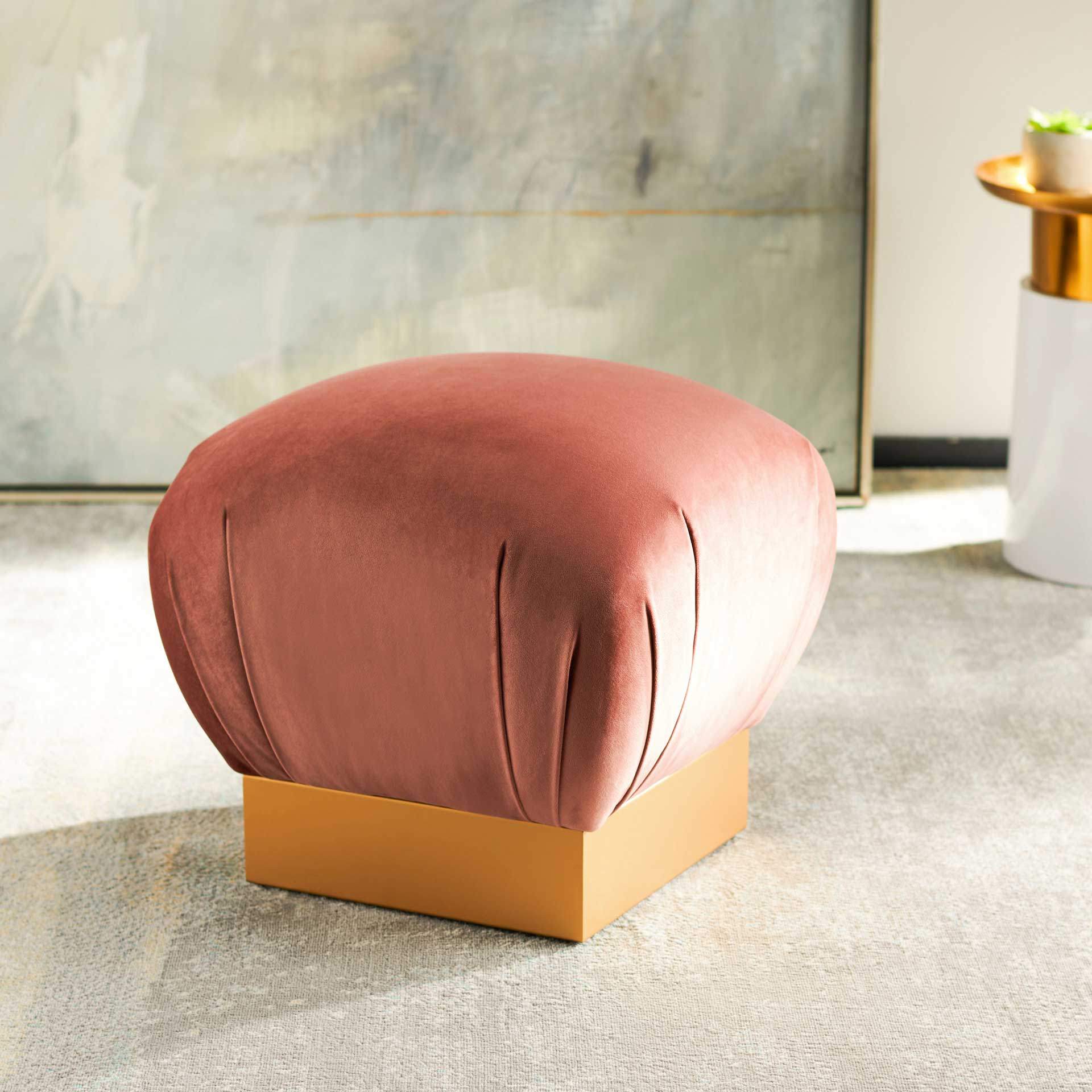 Opal Tulip Ottoman Dusty Rose/Gold - Image 7
