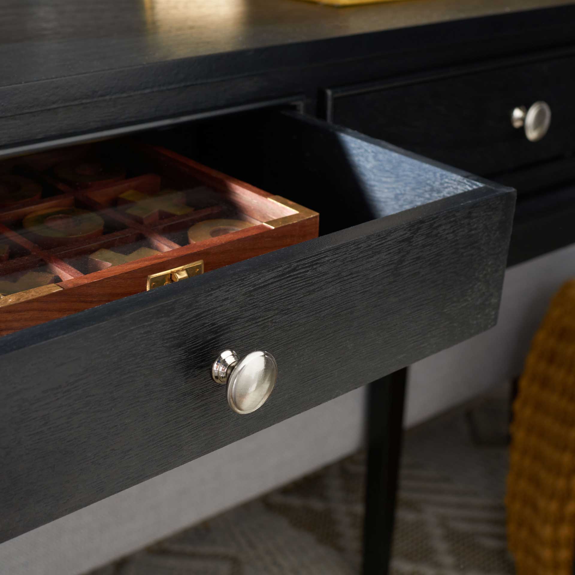 Ophelia 2 Drawer Console Table Black - Image 7