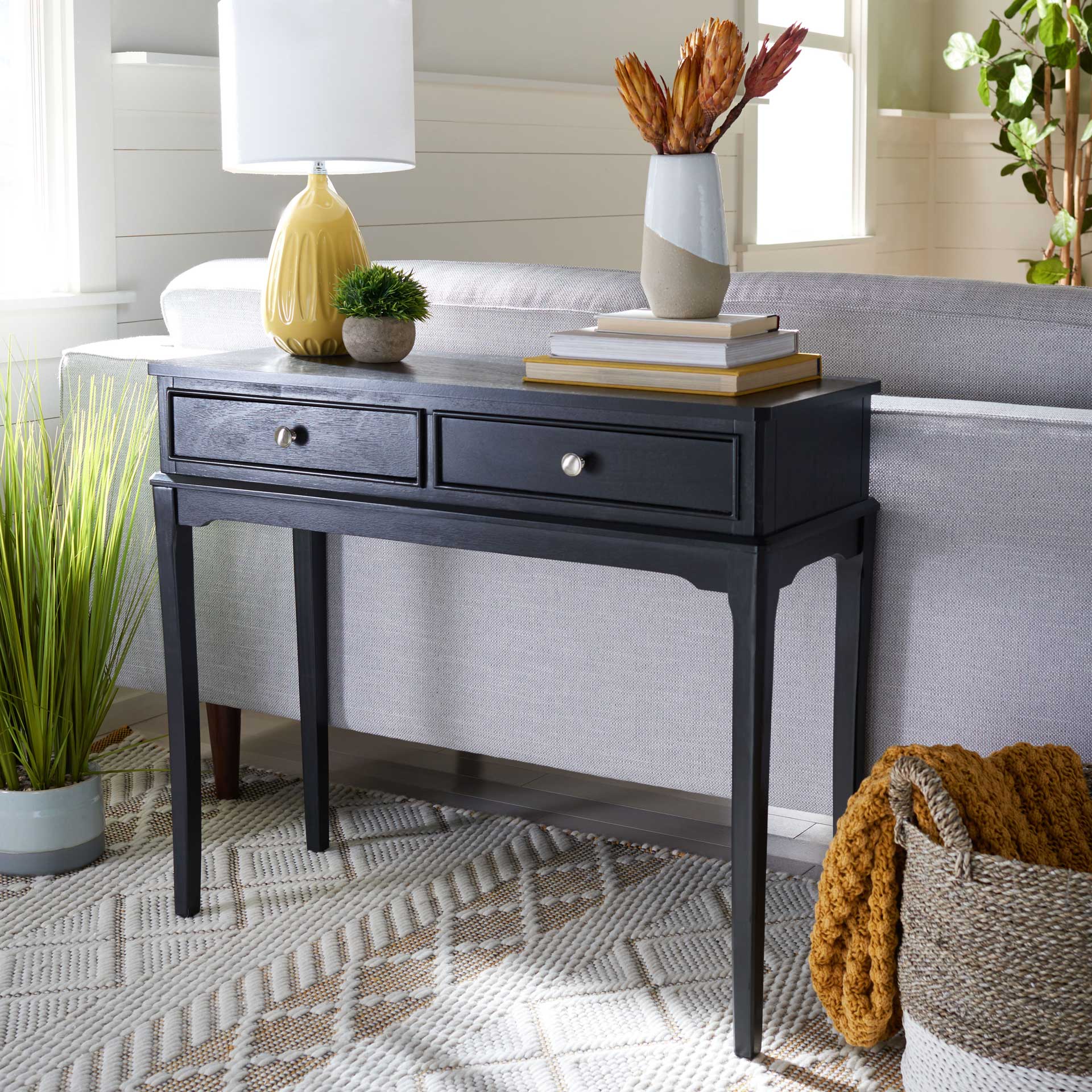 Ophelia 2 Drawer Console Table Black - Image 8