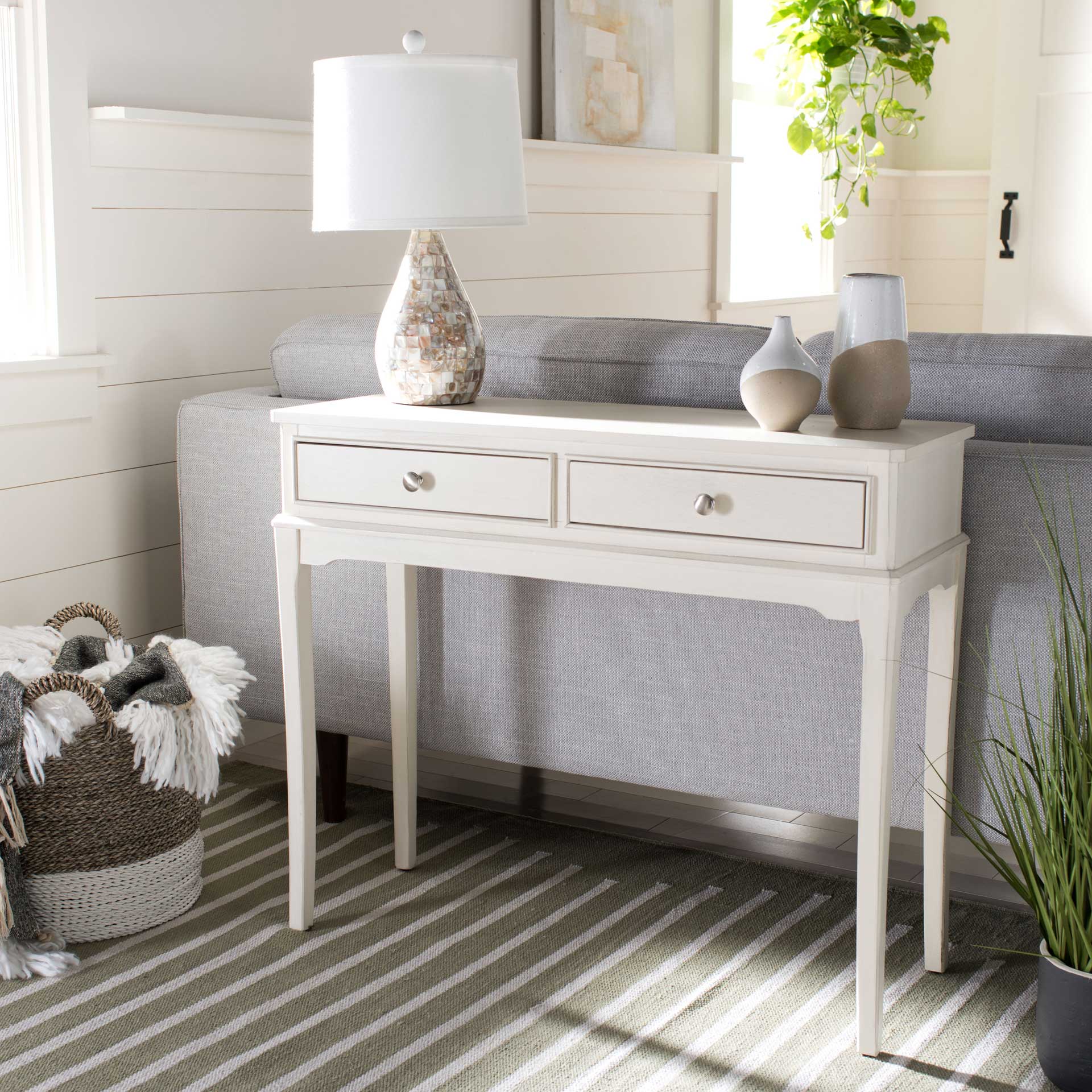 Ophelia 2 Drawer Console Table Distressed White - Image 8