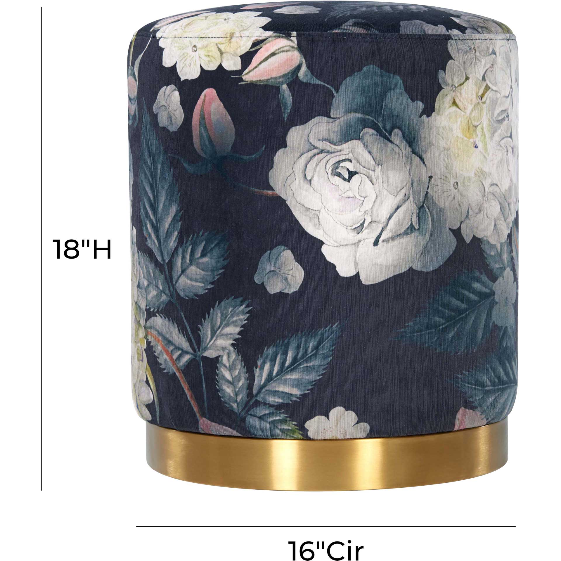 Ophelia Floral Velvet Ottoman Multi - Image 5