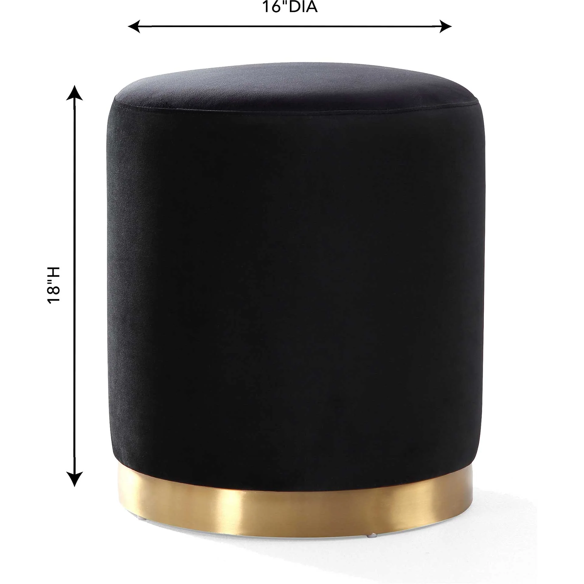 Ophelia Velvet Ottoman Black/Gold - Image 4