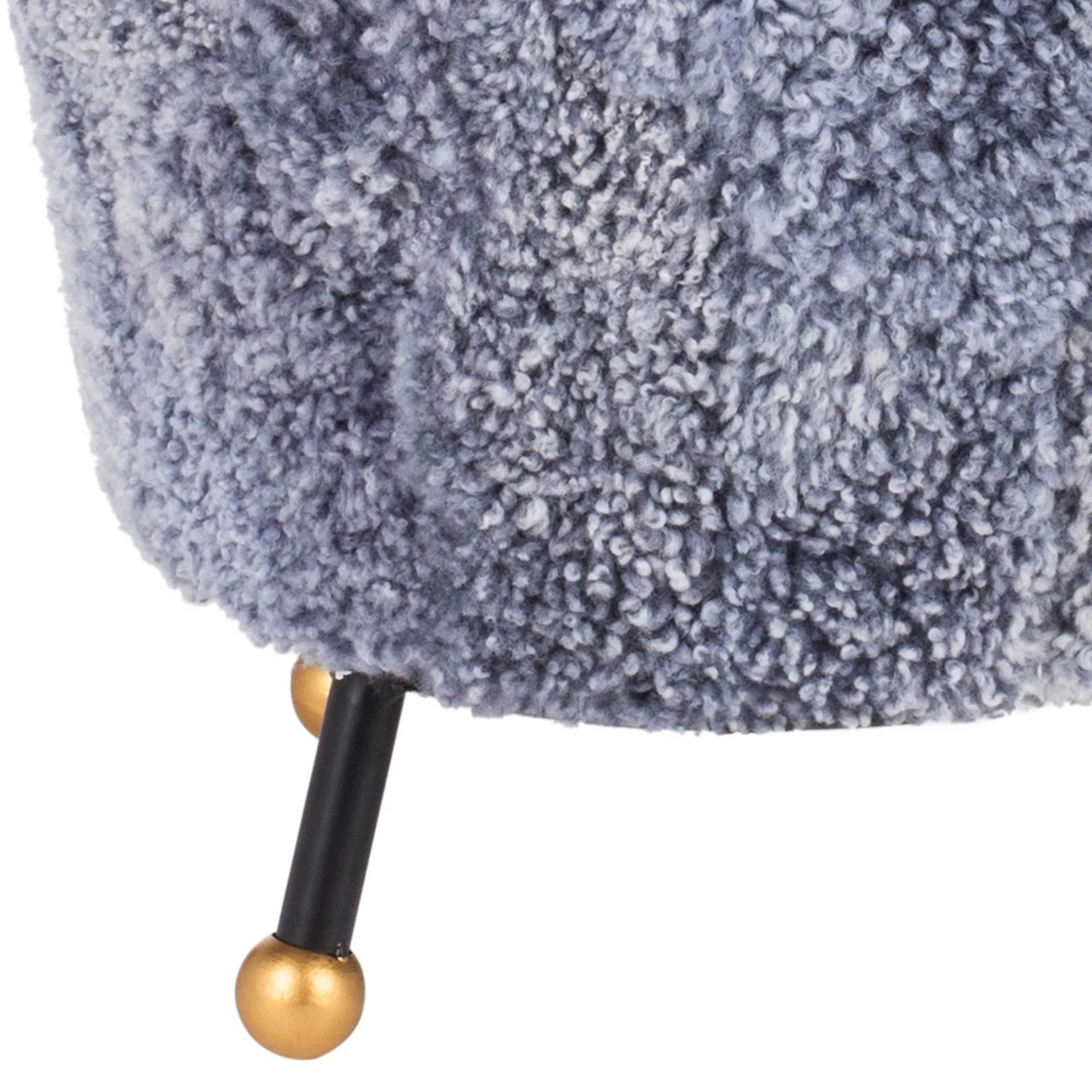 Orbit Retro Sheepskin Ottoman Light Blue - Image 5