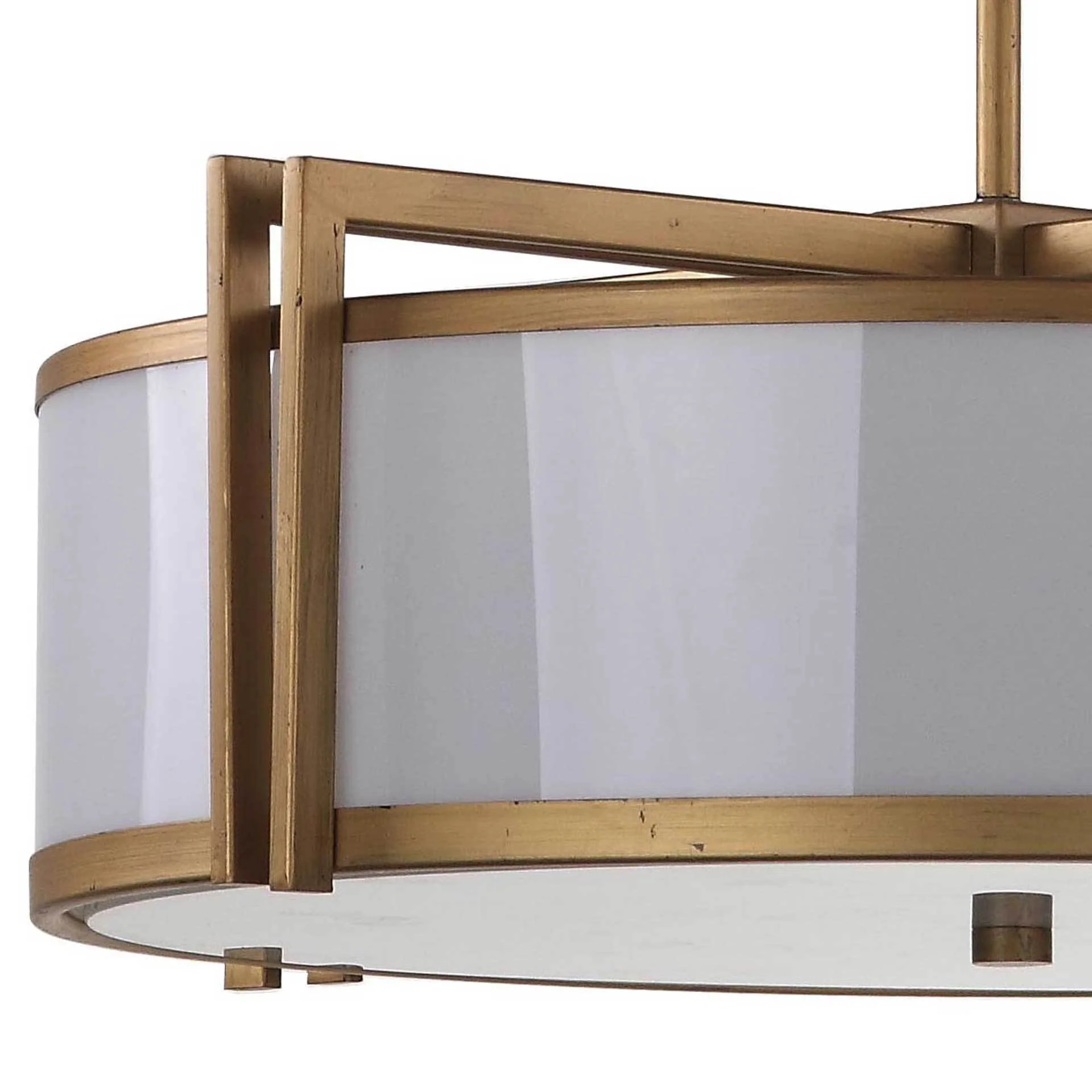 Oren Antique Gold Drum Adjustable Pendant Light - Image 3