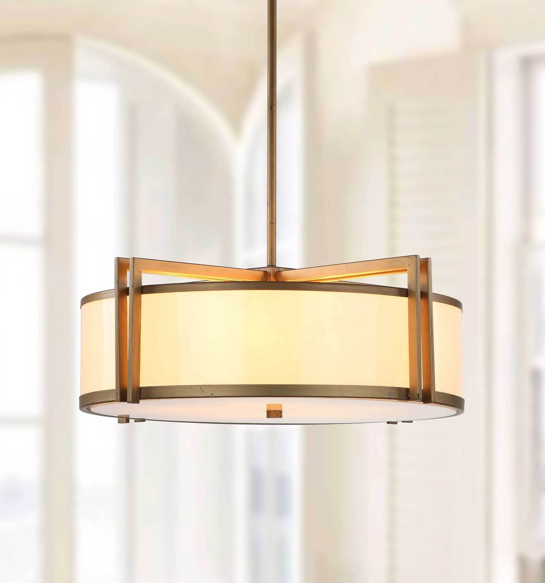 Oren Antique Gold Drum Adjustable Pendant Light - Image 4