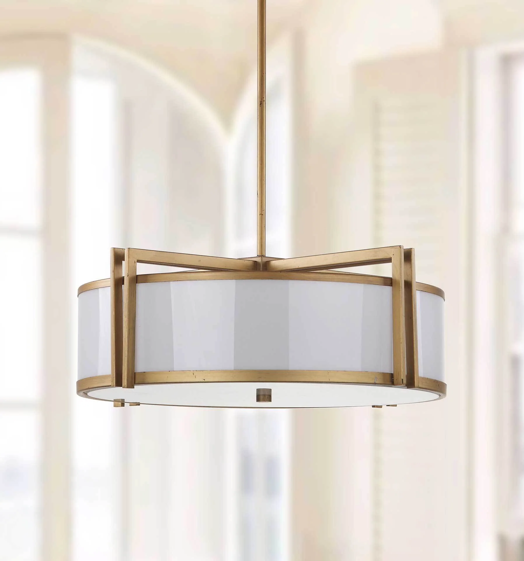 Oren Antique Gold Drum Adjustable Pendant Light - Image 5