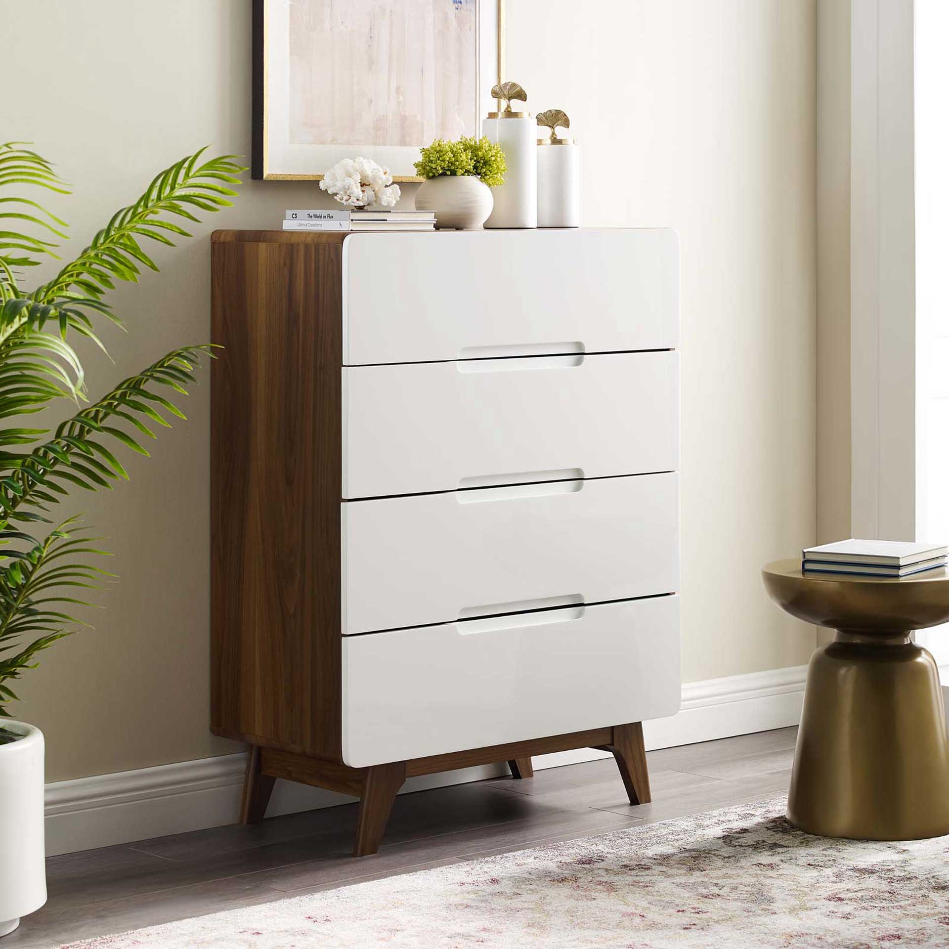 Orion Four-Drawer Chest Walnut/White - Image 6