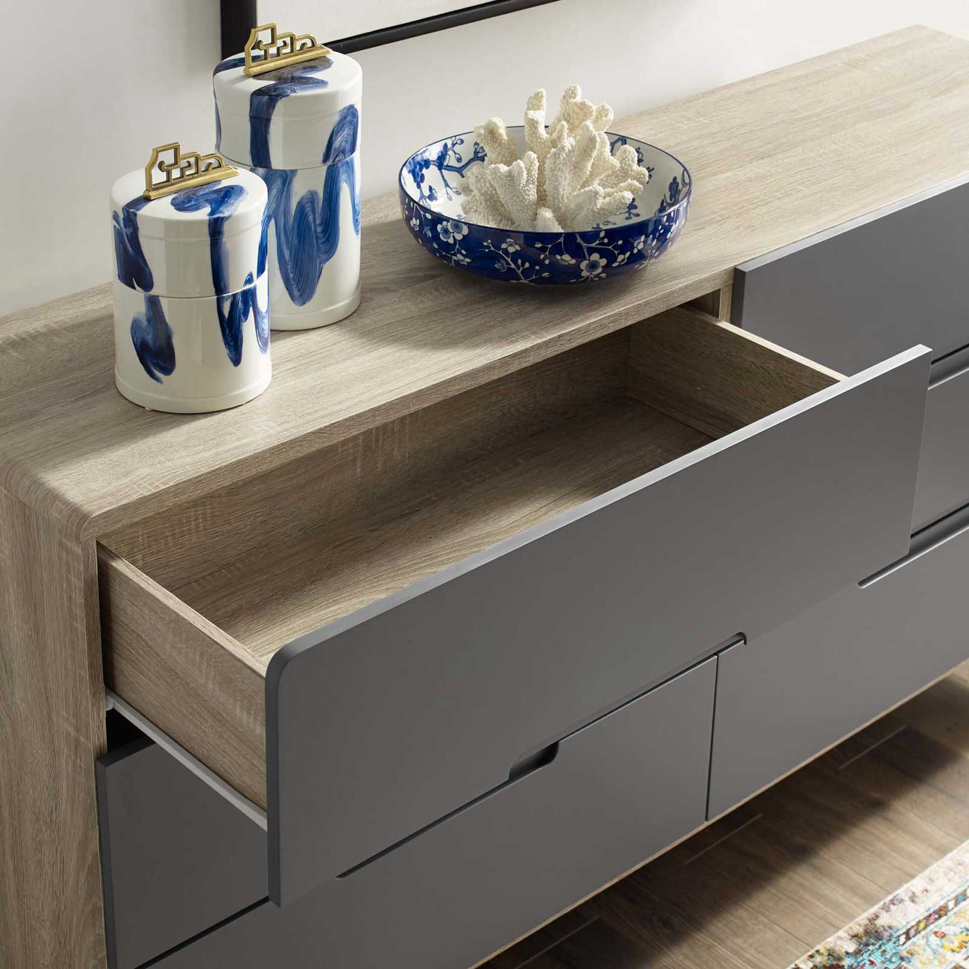 Orion Six-Drawer Wood Dresser Natural Gray - Image 5
