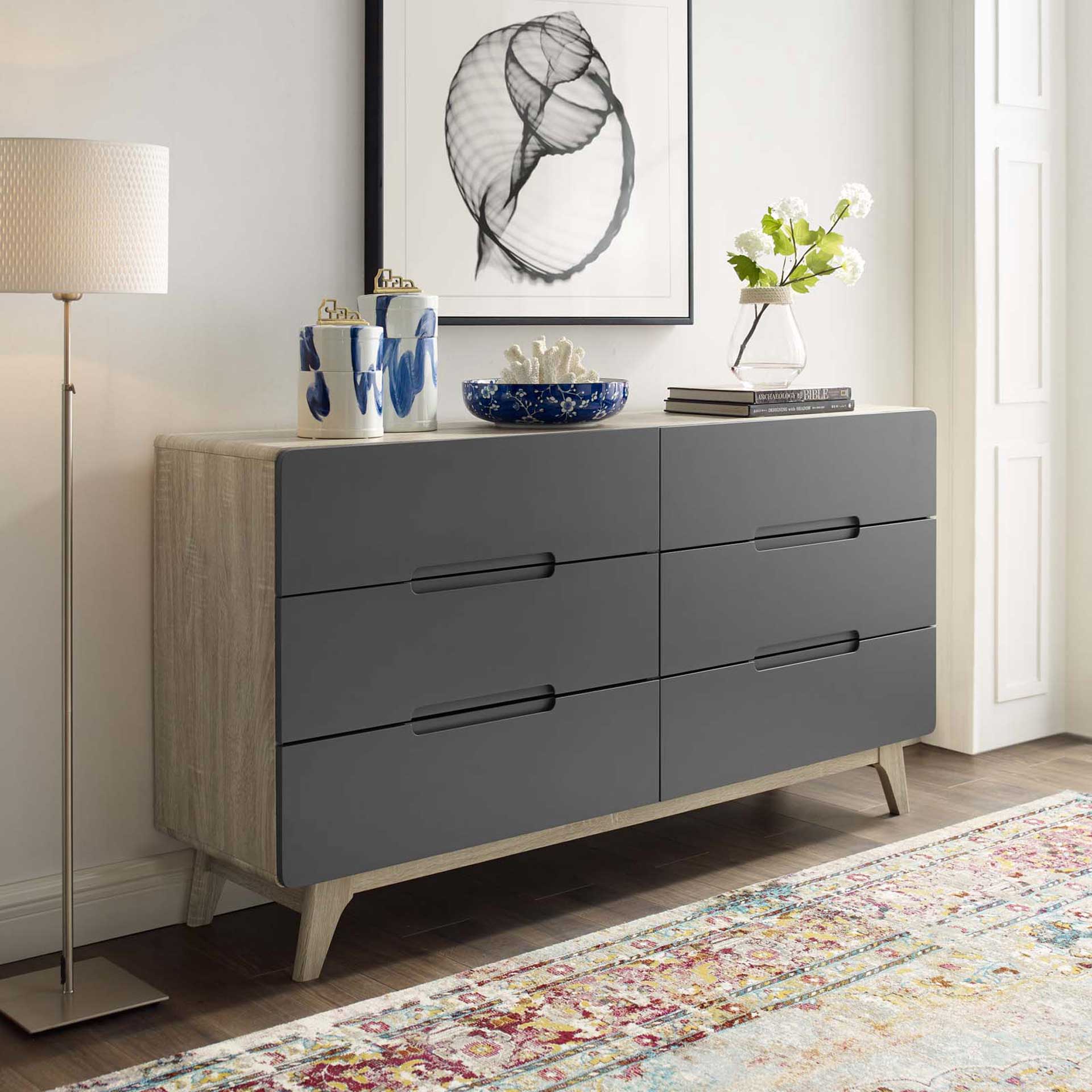 Orion Six-Drawer Wood Dresser Natural Gray - Image 6