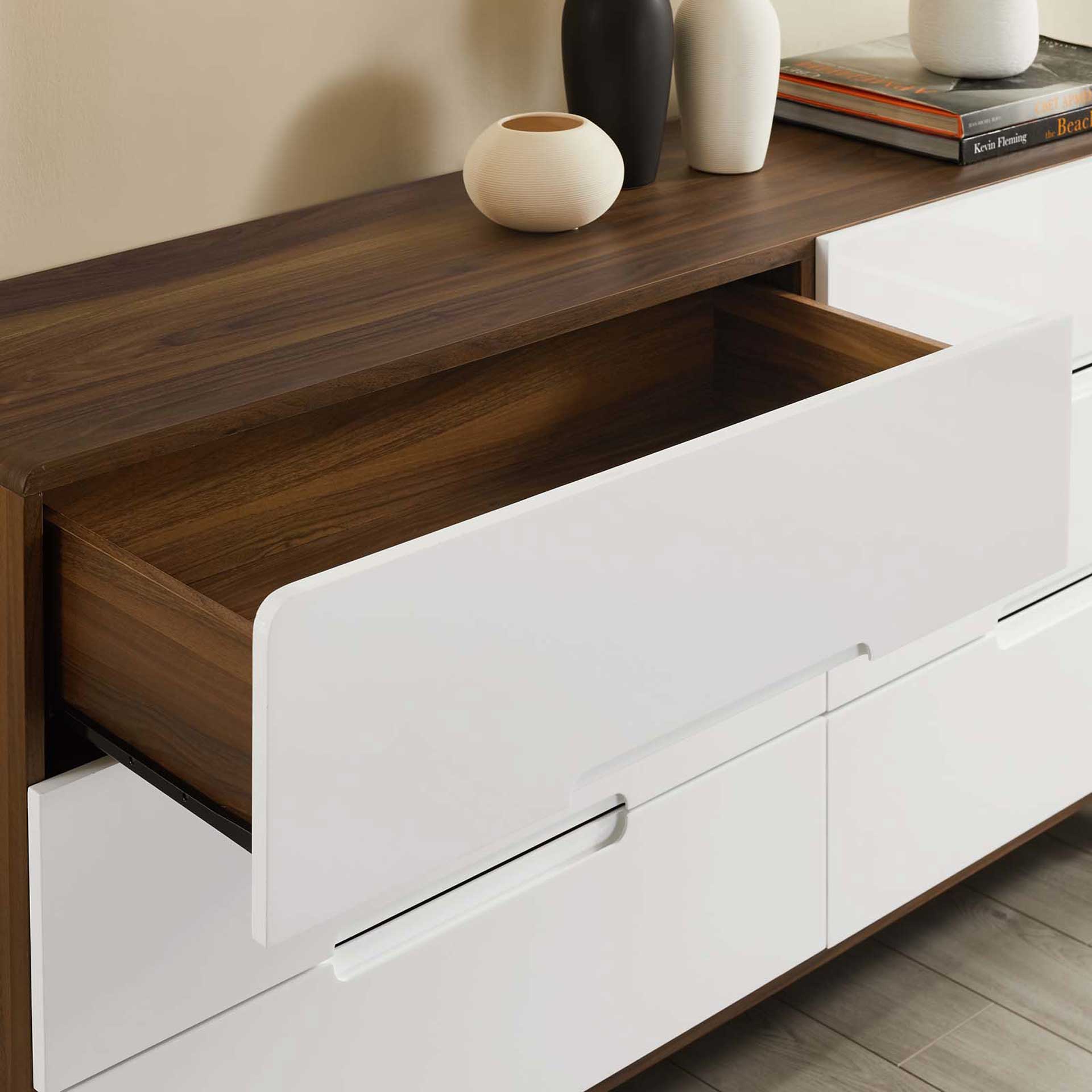 Orion Six-Drawer Wood Dresser Walnut/White - Image 5