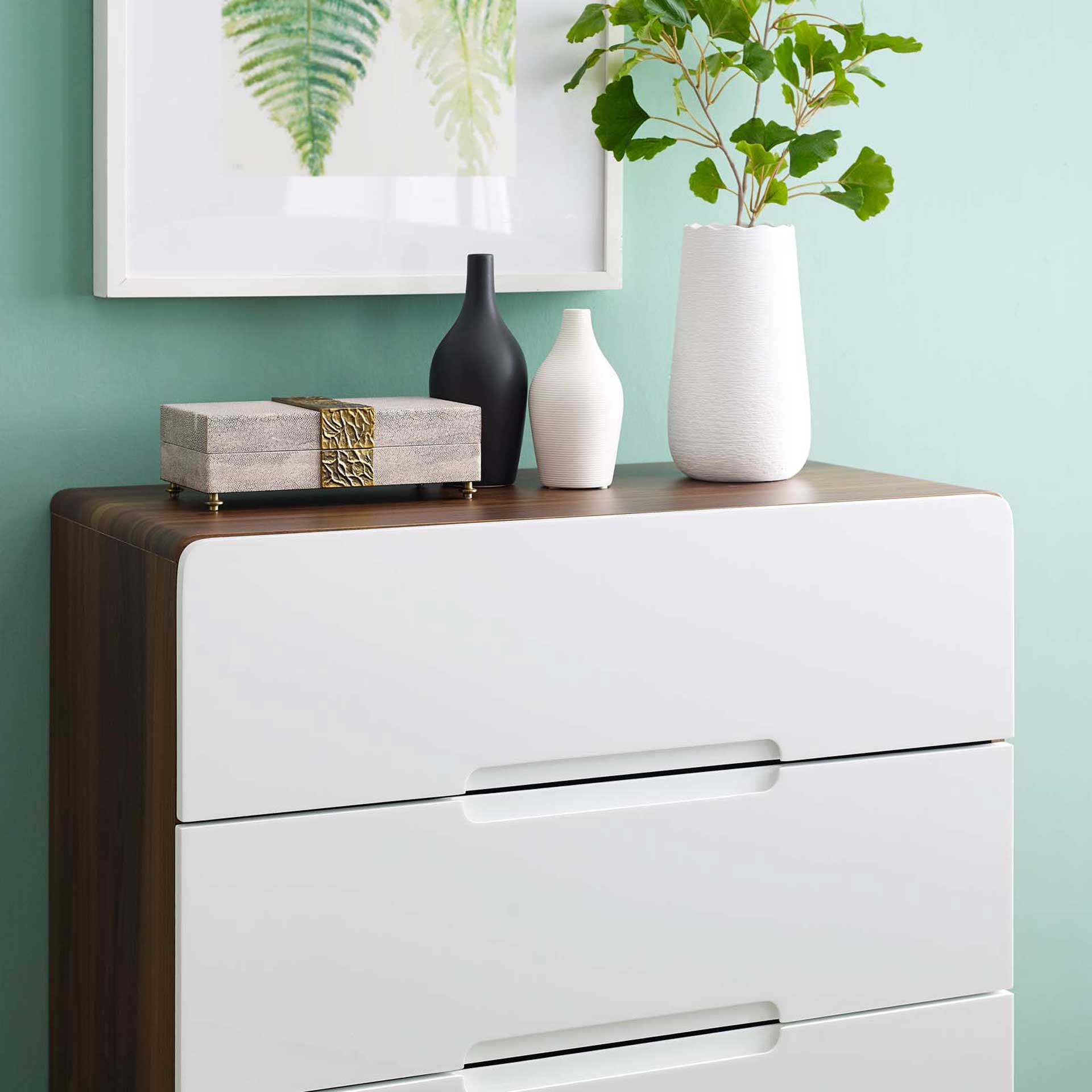 Orion Three-Drawer Chest Walnut/White - Image 5