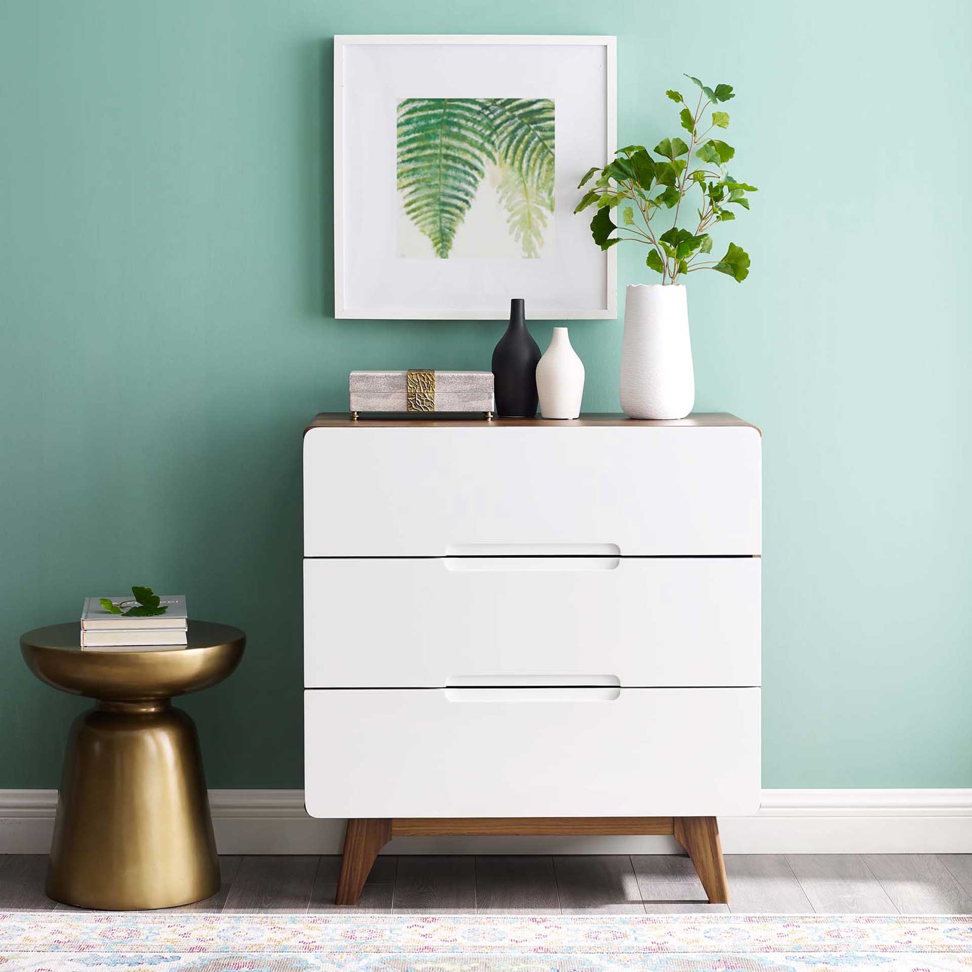 Orion Three-Drawer Chest Walnut/White - Image 6