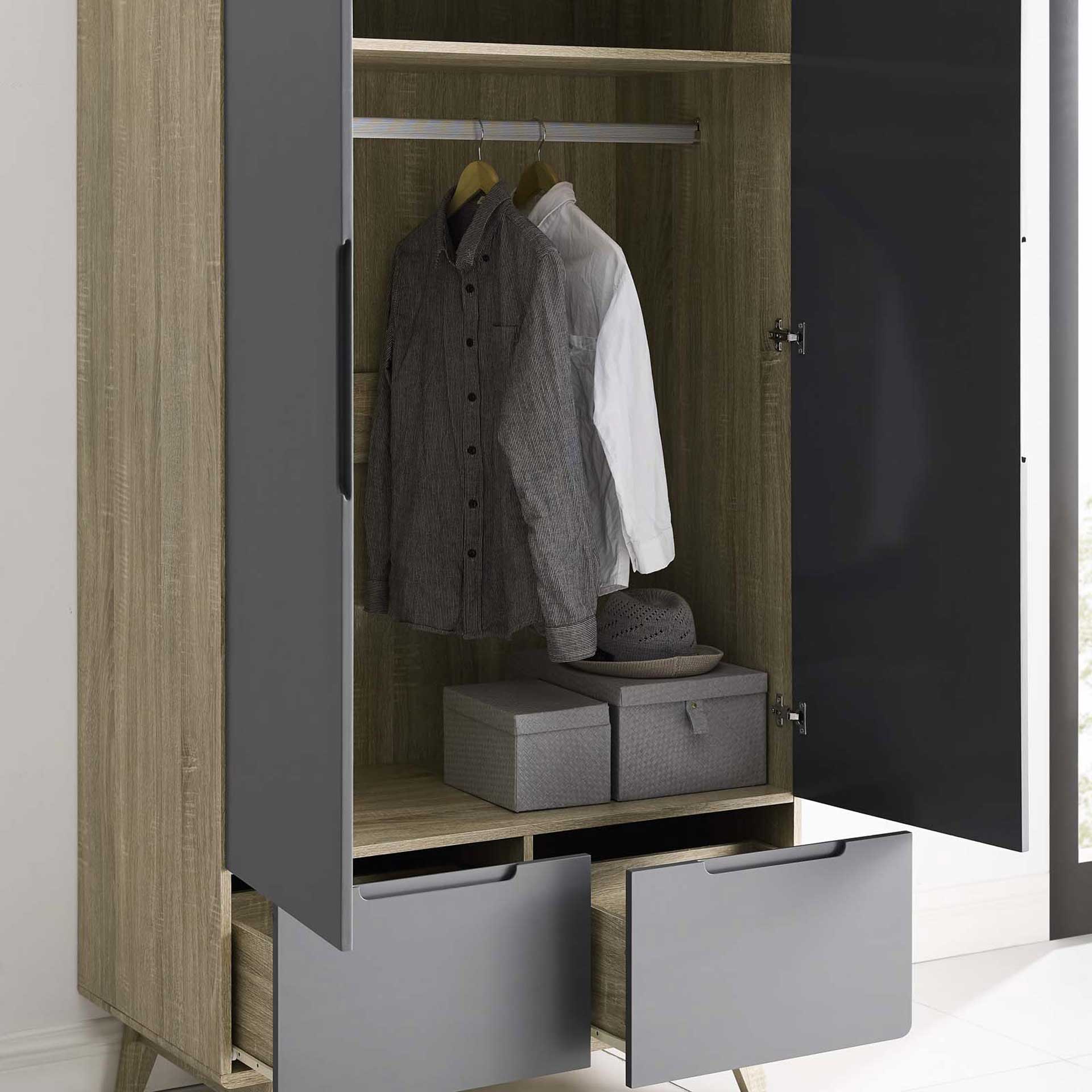 Orion Wood Wardrobe Cabinet Natural Gray - Image 6