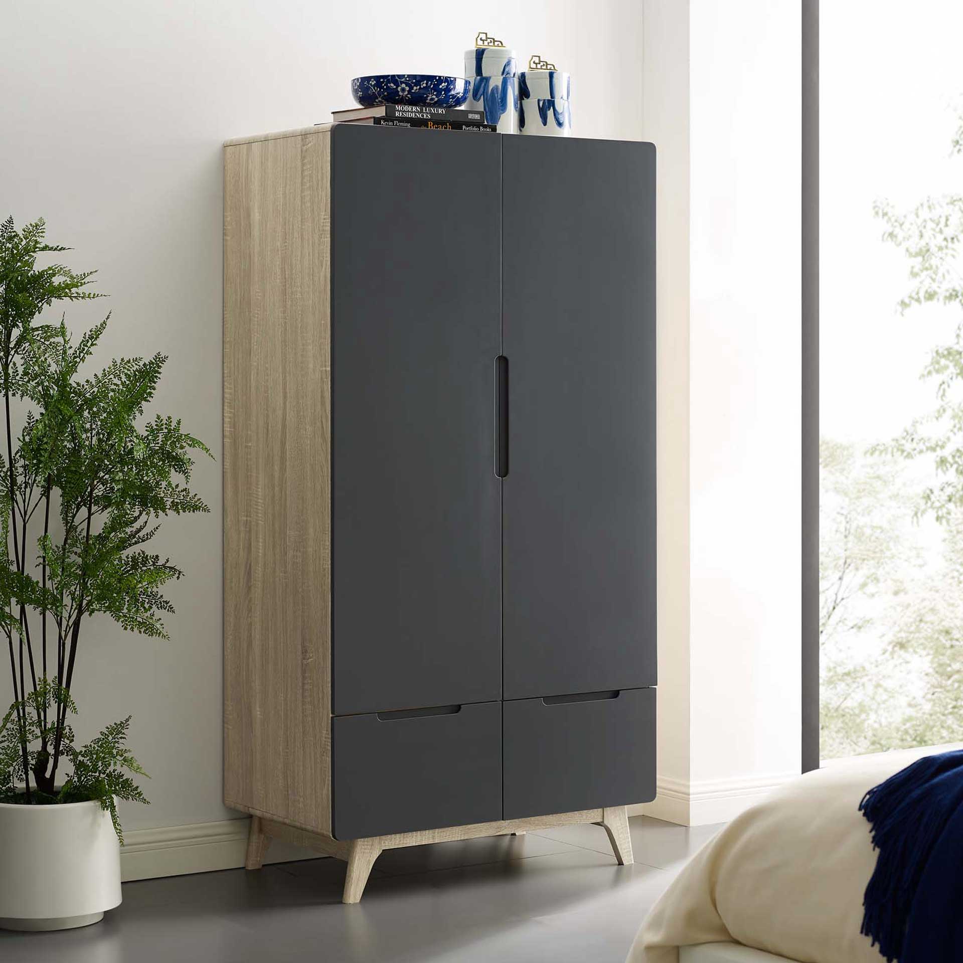 Orion Wood Wardrobe Cabinet Natural Gray - Image 7