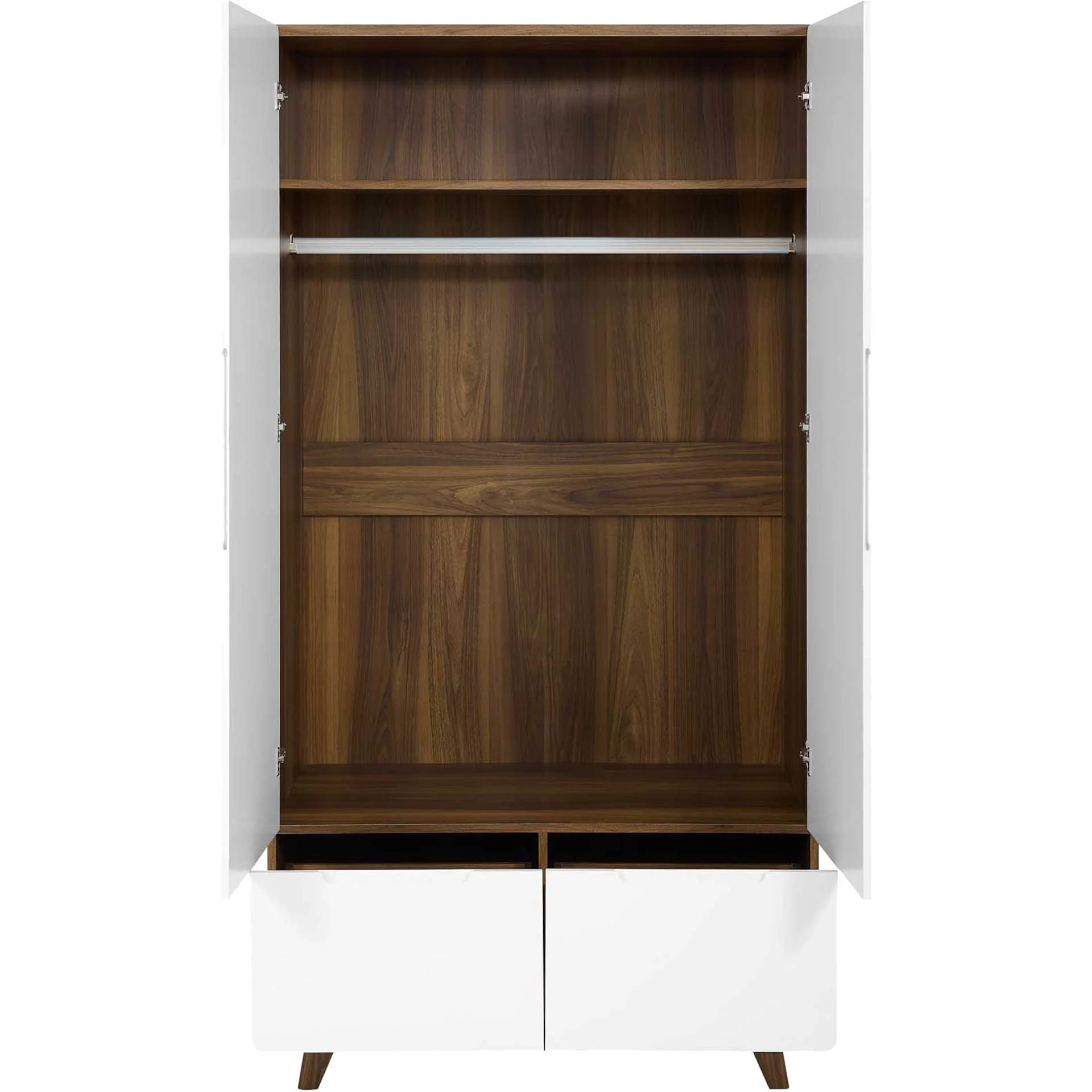 Orion Wood Wardrobe Cabinet Walnut/White - Image 3