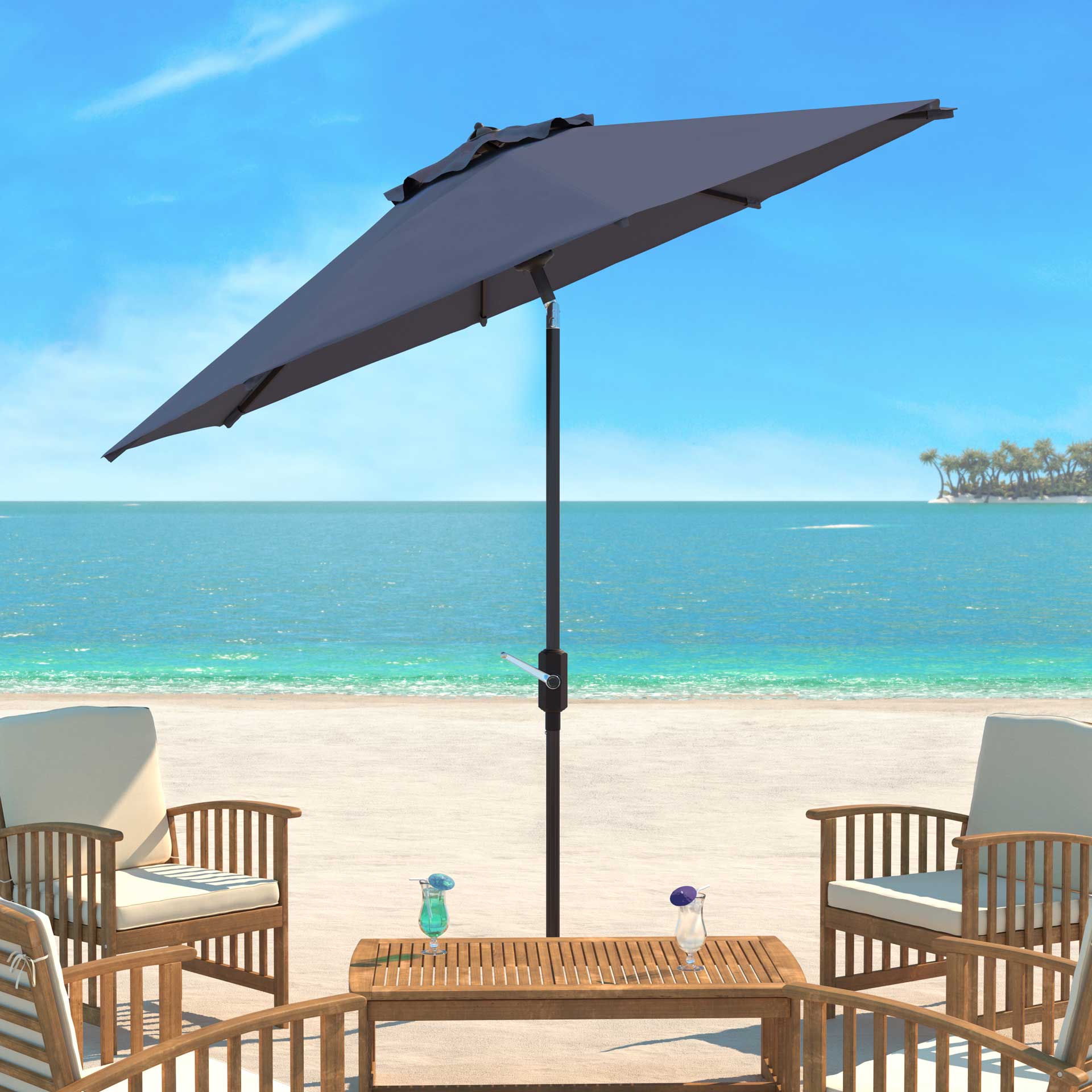 Orna Uv Resistant Auto Tilt Crank Umbrella Gray - Image 4
