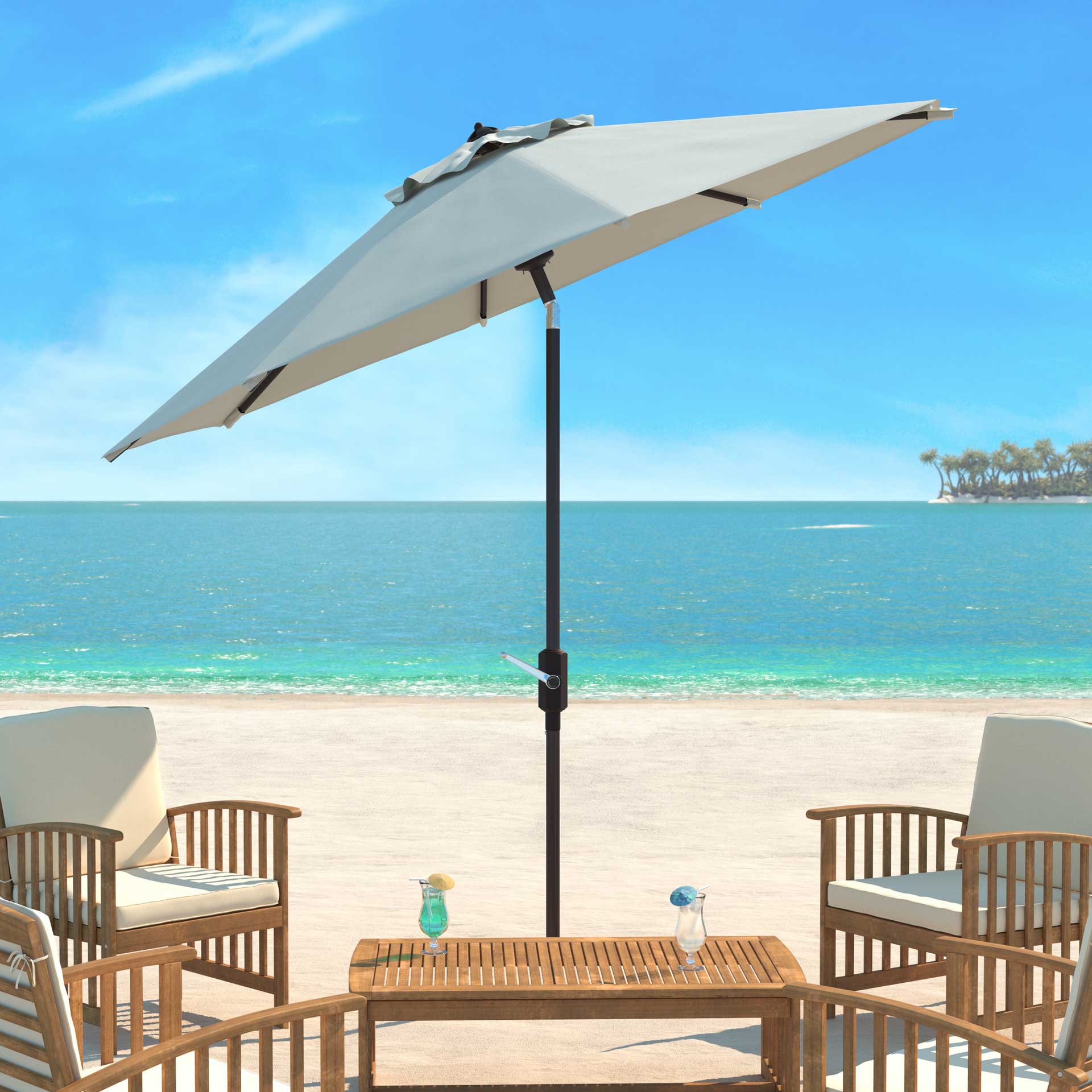 Orna Uv Resistant Auto Tilt Crank Umbrella Natural - Image 3
