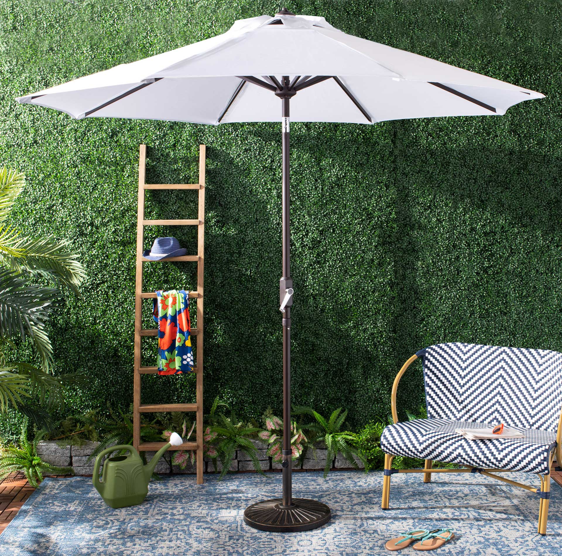 Orna Uv Resistant Auto Tilt Crank Umbrella White - Image 4