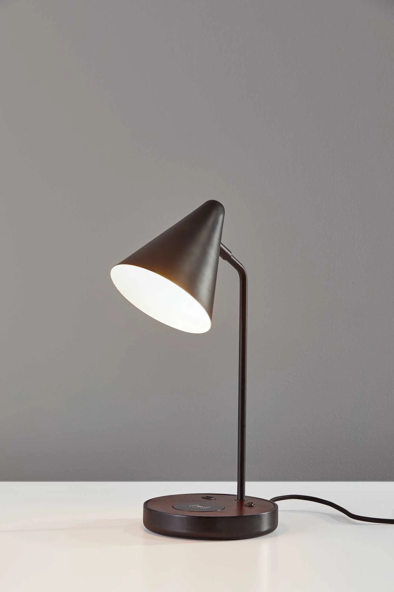 Orvault Wireless Charge Desk Lamp Black/Walnut - Image 2