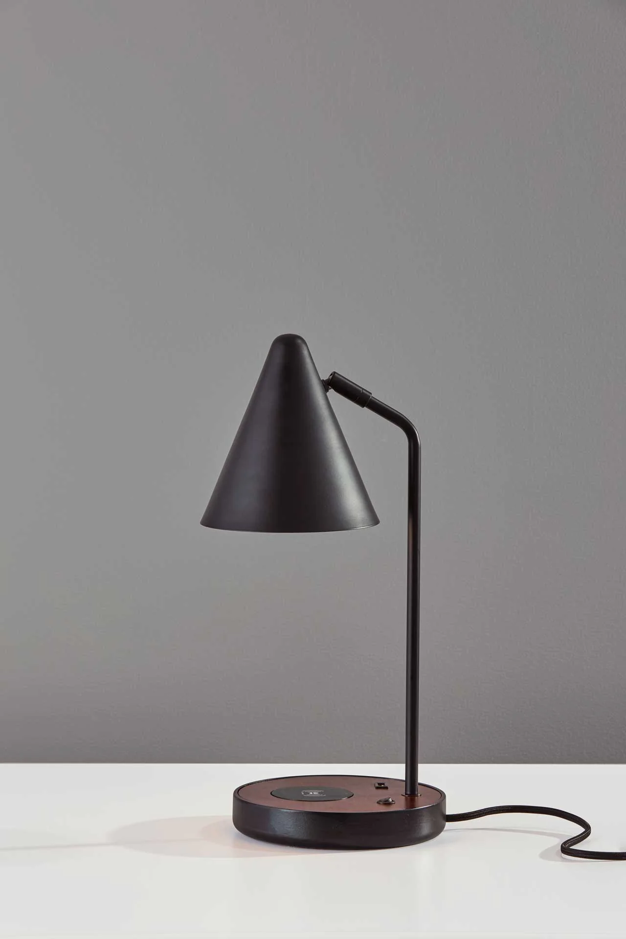 Orvault Wireless Charge Desk Lamp Black/Walnut - Image 3