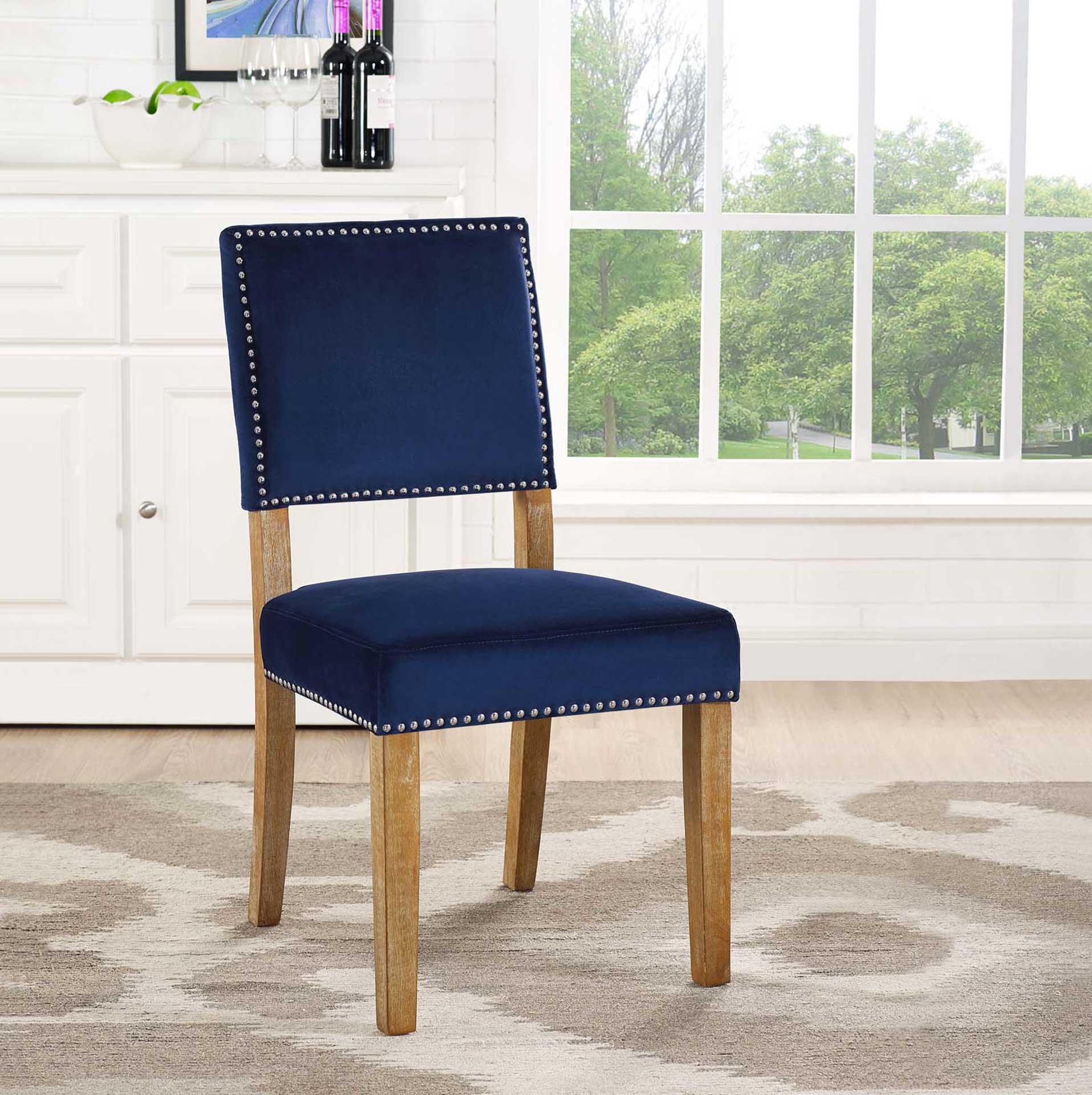 Orwen Wood Dining Chair Navy - Image 4