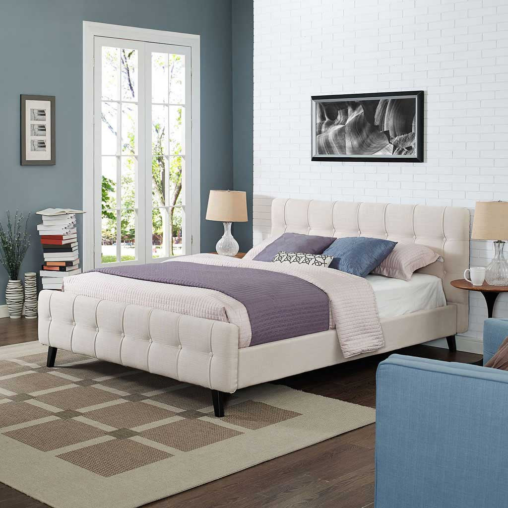 Osbert Fabric Bed Beige - Image 5