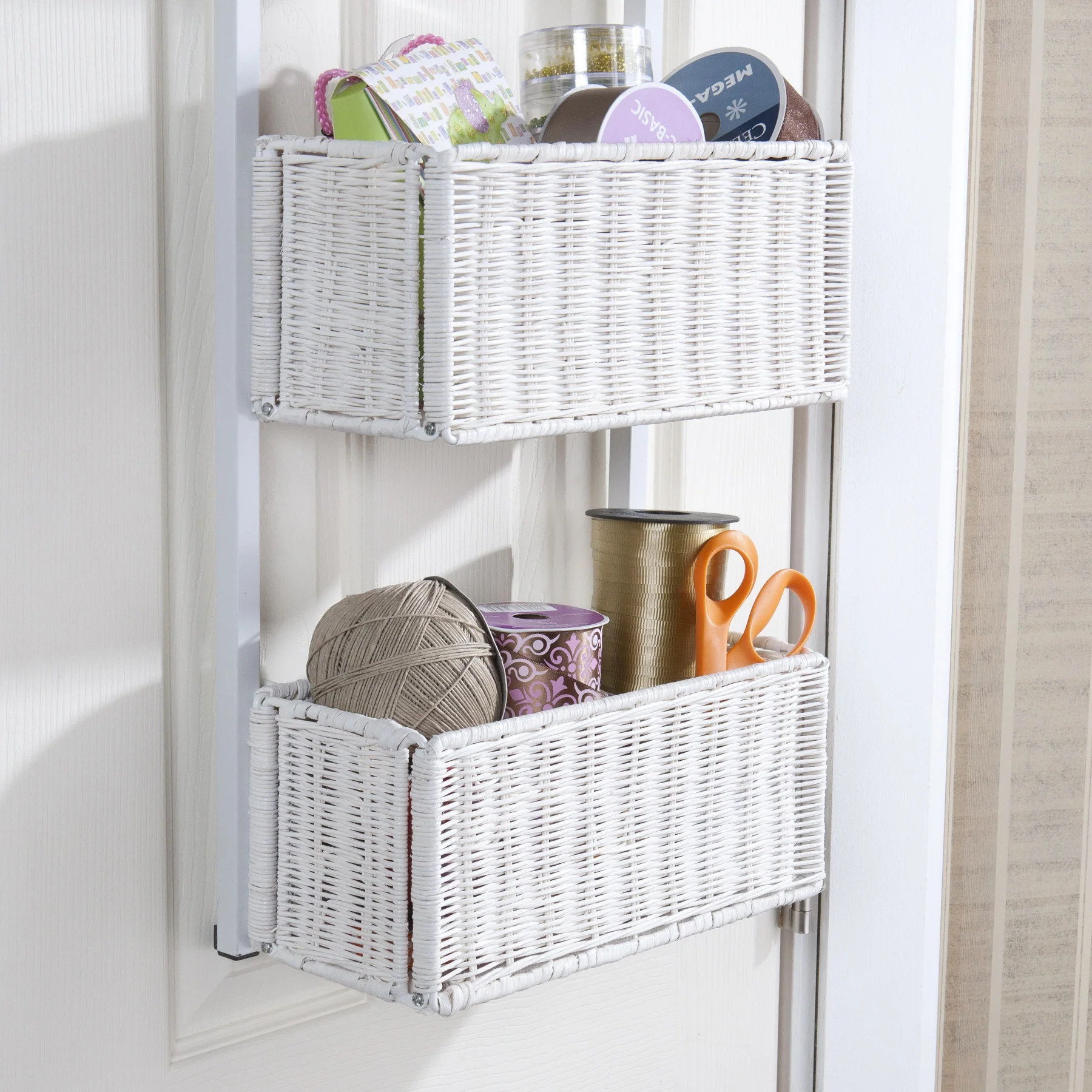 Over-The-Door 3-Tier Basket Storage White - Image 5