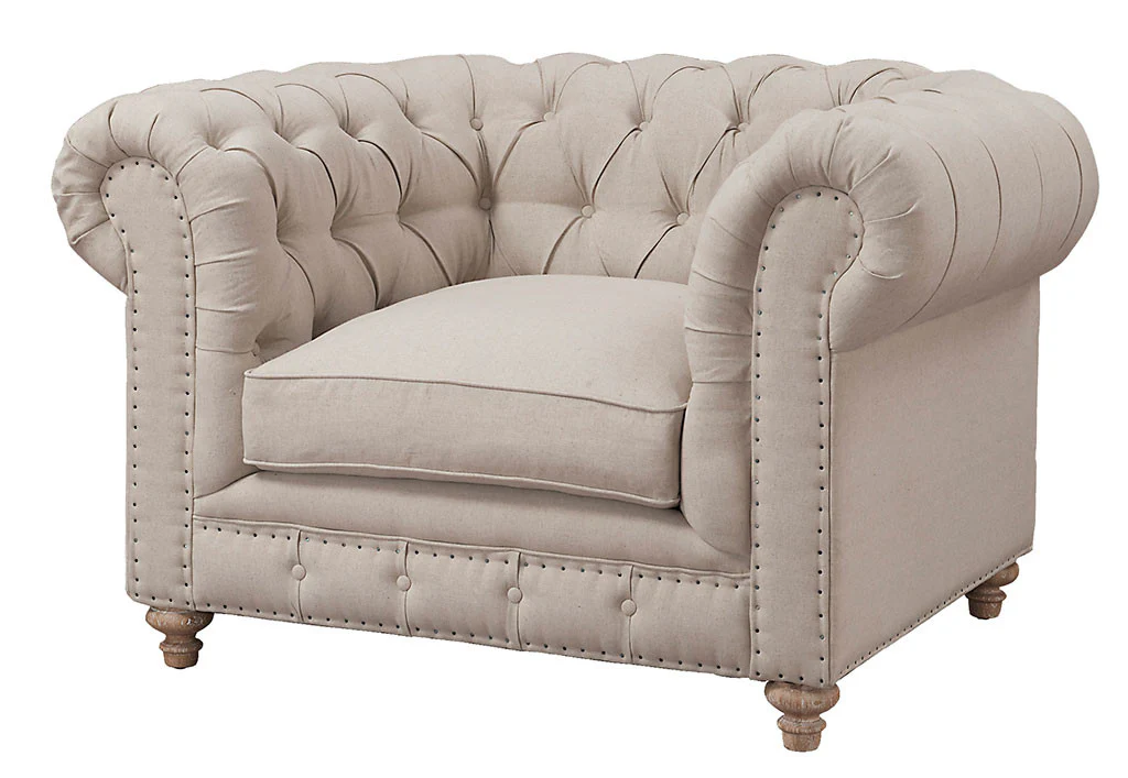 Oxby Beige Linen Chair - Image 2