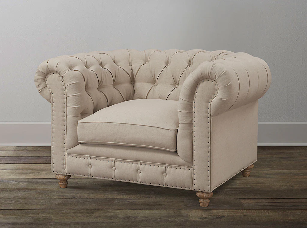 Oxby Beige Linen Chair - Image 5