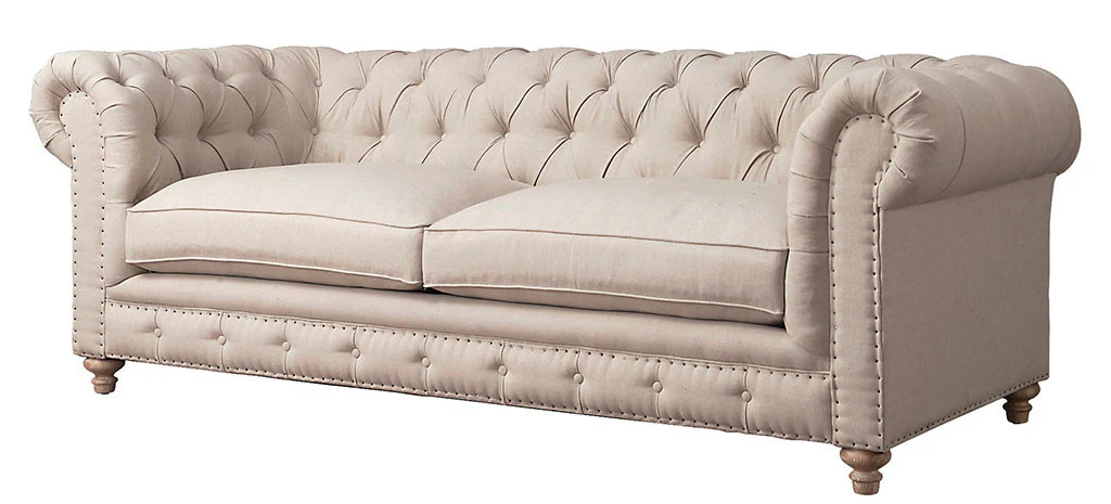Oxby Beige Linen Sofa - Image 2