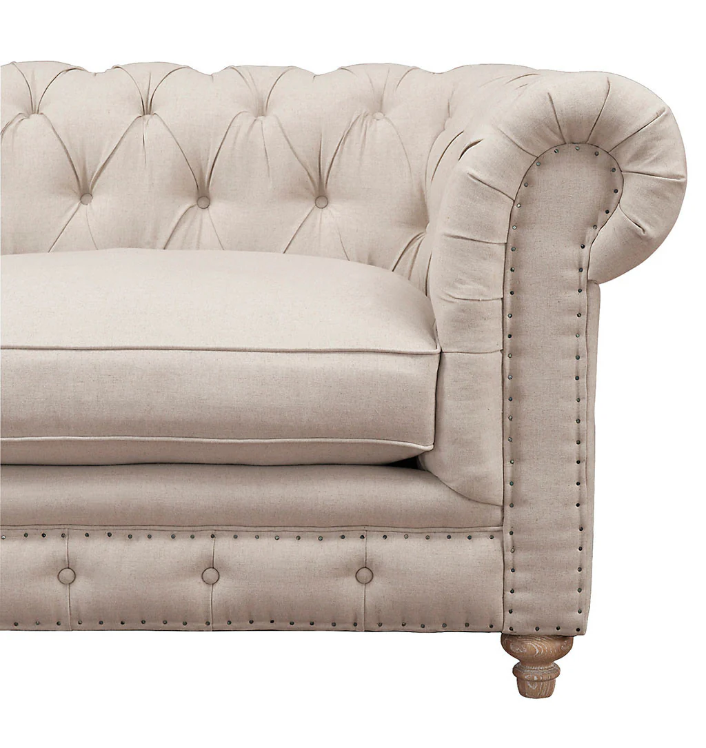 Oxby Beige Linen Sofa - Image 3