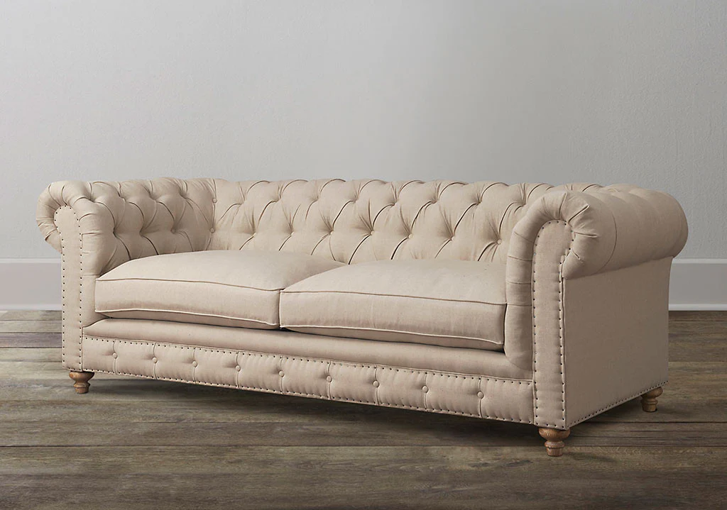 Oxby Beige Linen Sofa - Image 6