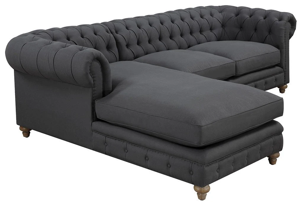 Oxby Gray Linen Sectional - Image 3