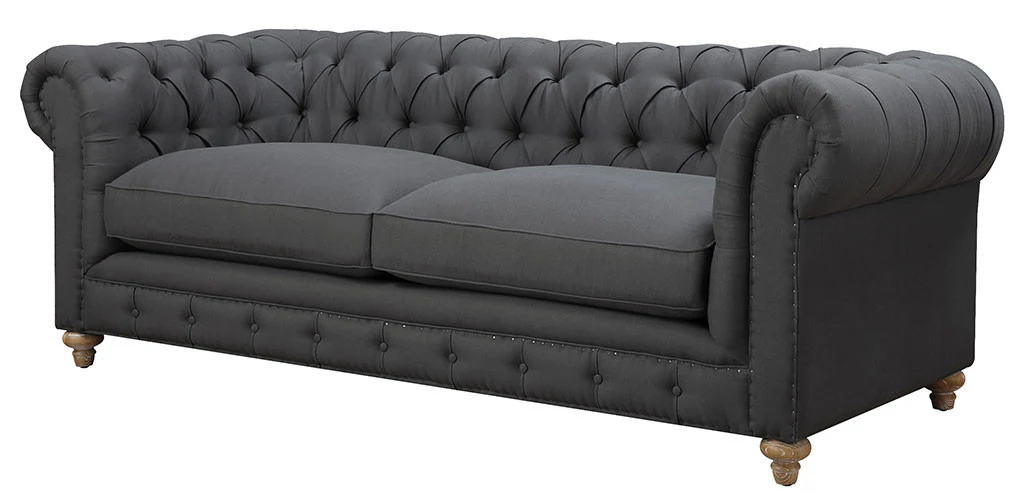Oxby Gray Linen Sofa - Image 2